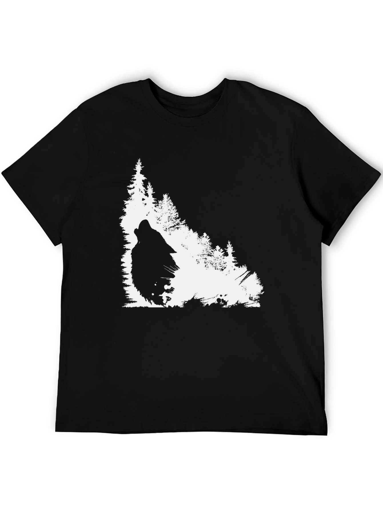 Wolf Howl Nature Scene Graphic Tee - Black