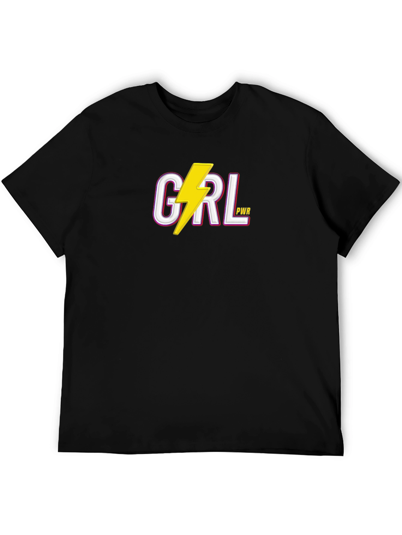 Girl Power Lightning Bolt Graphic Tee - Black
