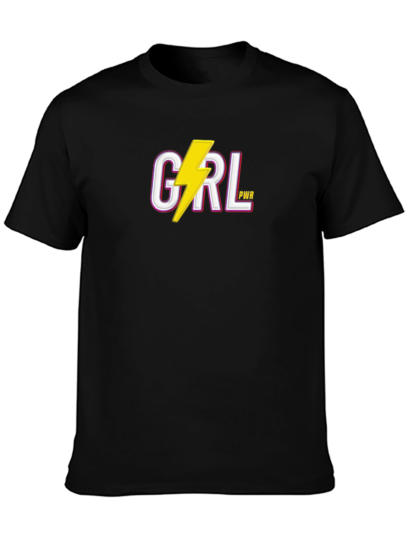 Girl Power Lightning Bolt Graphic Tee - Black