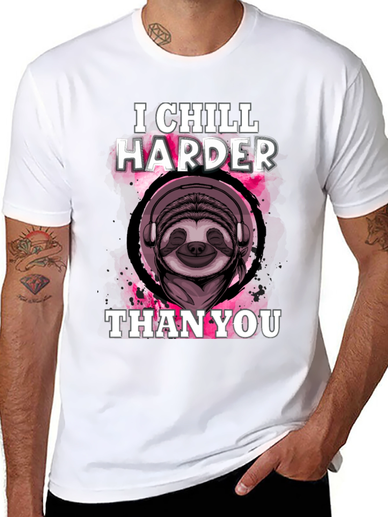 Chill Harder Sloth Graphic Tee - Relaxed Comfort