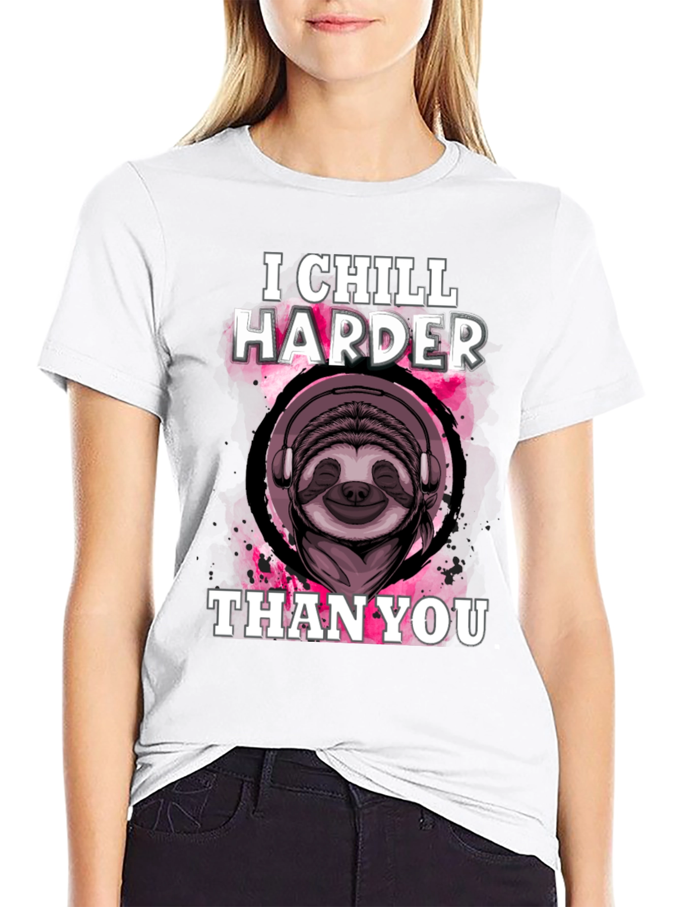 Chill Harder Sloth Graphic Tee - Relaxed Comfort