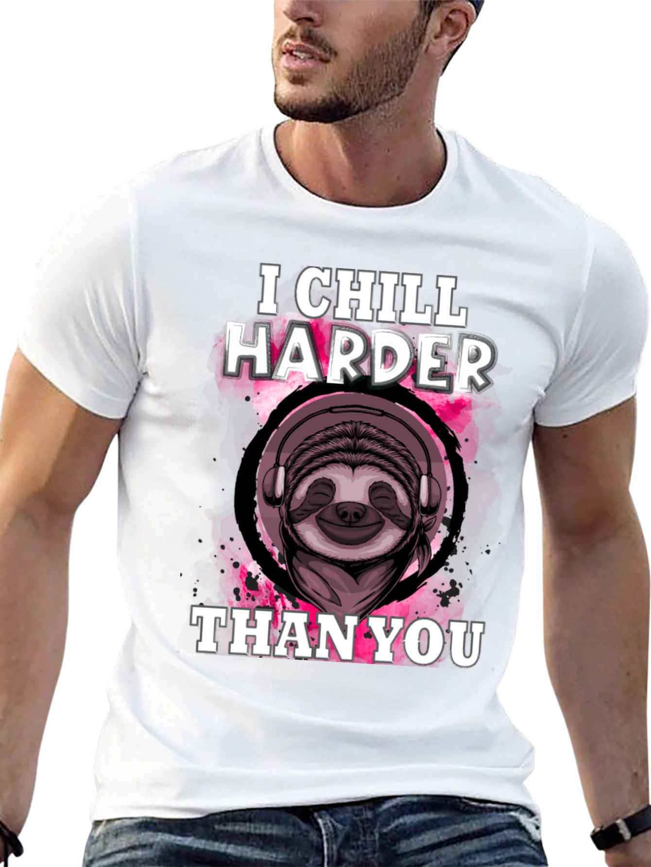 Chill Harder Sloth Graphic Tee - Relaxed Comfort