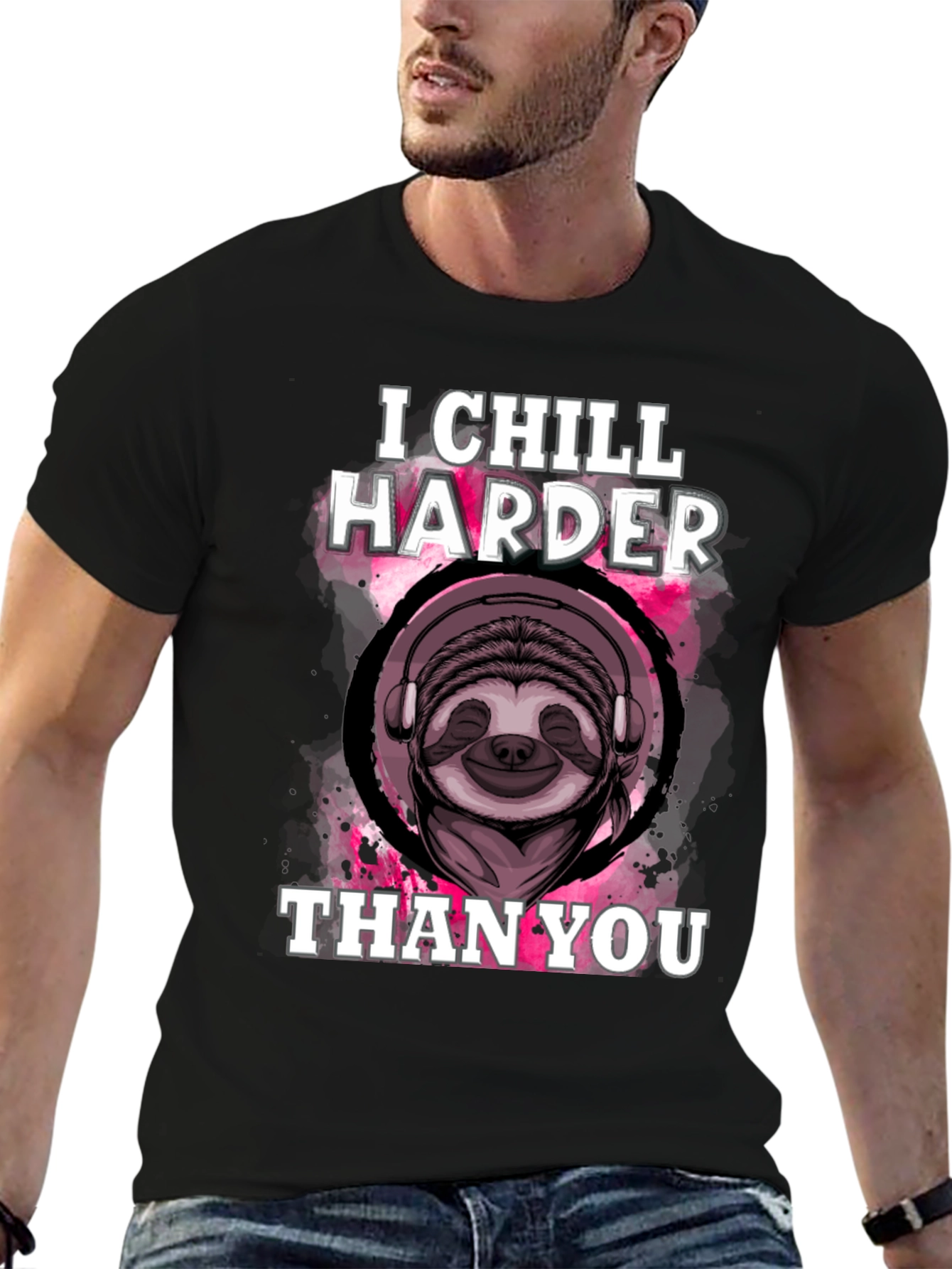 Chill Harder Sloth Graphic Tee - Relaxed Comfort