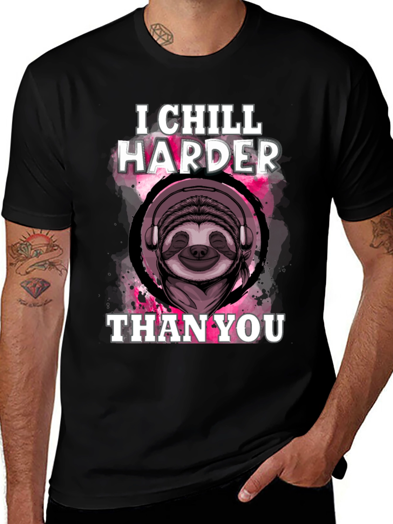 Chill Harder Sloth Graphic Tee - Relaxed Comfort