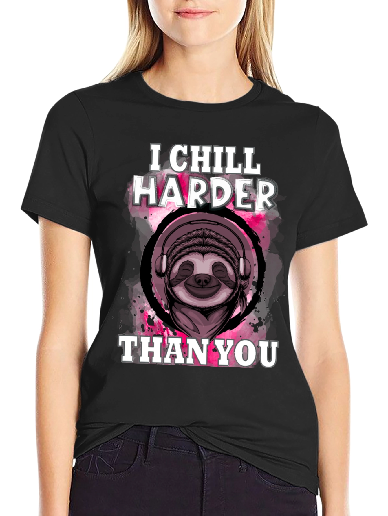 Chill Harder Sloth Graphic Tee - Relaxed Comfort