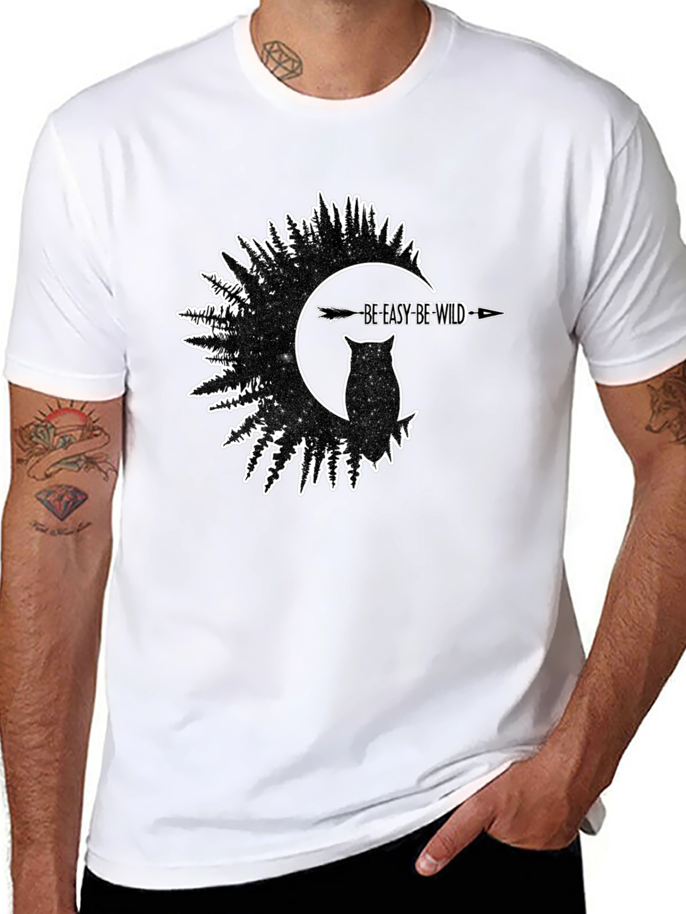 Be Easy Be Wild Owl T-Shirt - Black