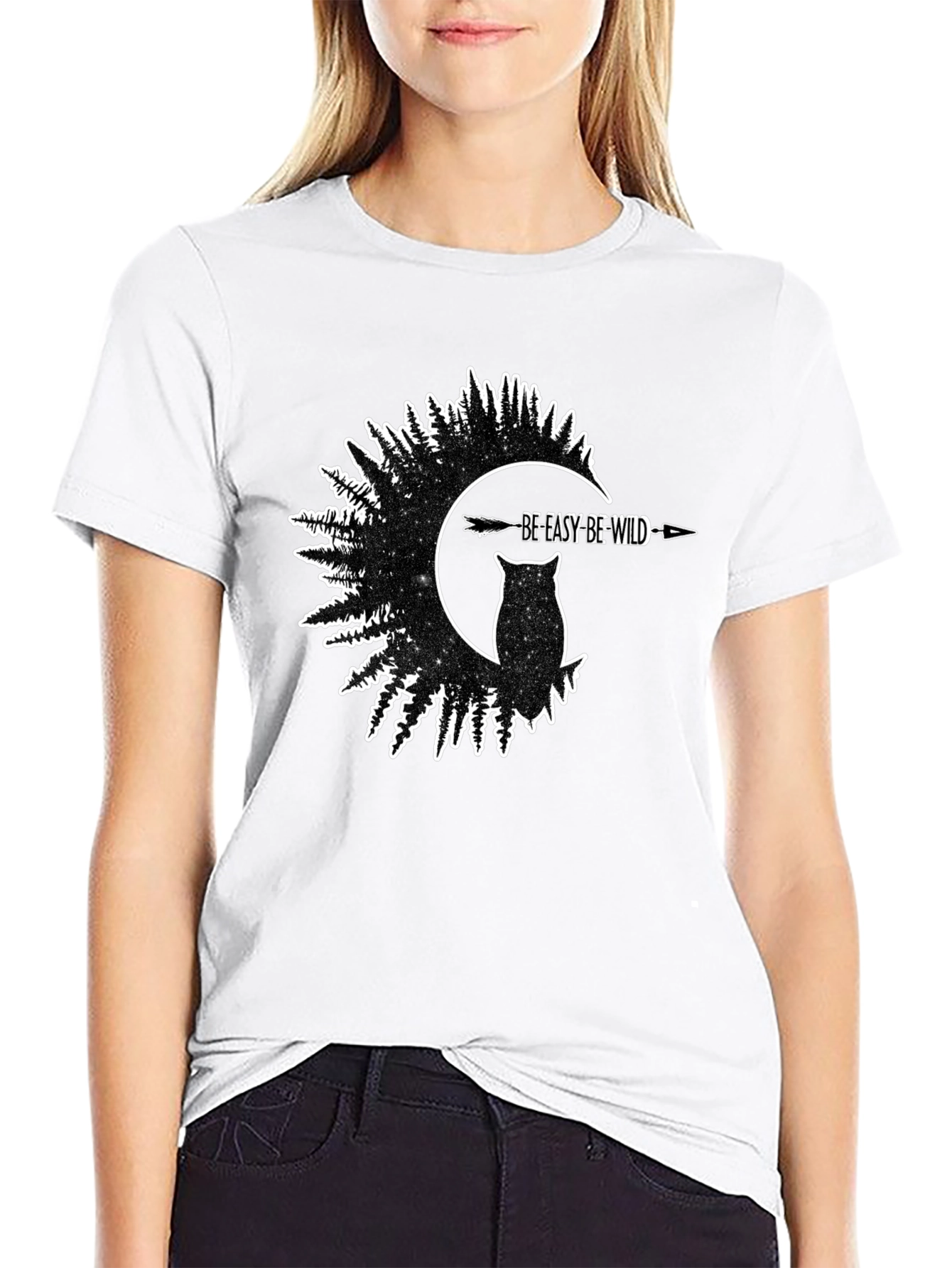 Be Easy Be Wild Owl T-Shirt - Black