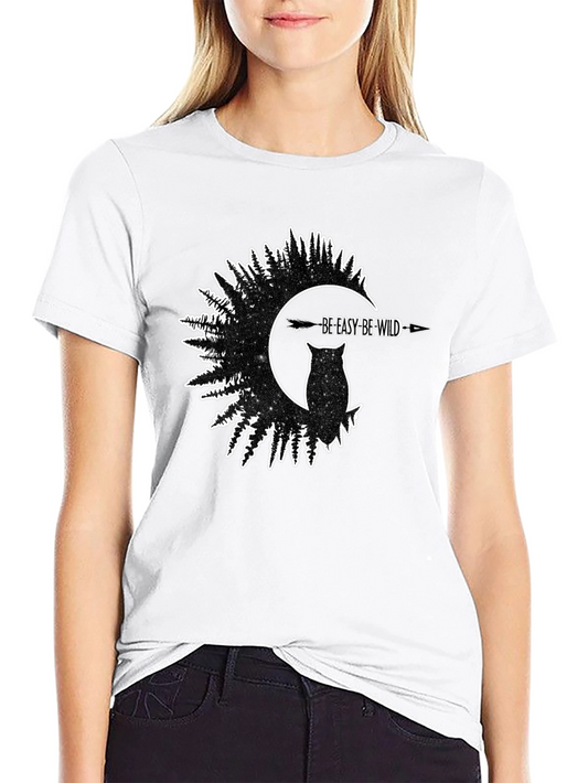 Be Easy Be Wild Owl T-Shirt - Black