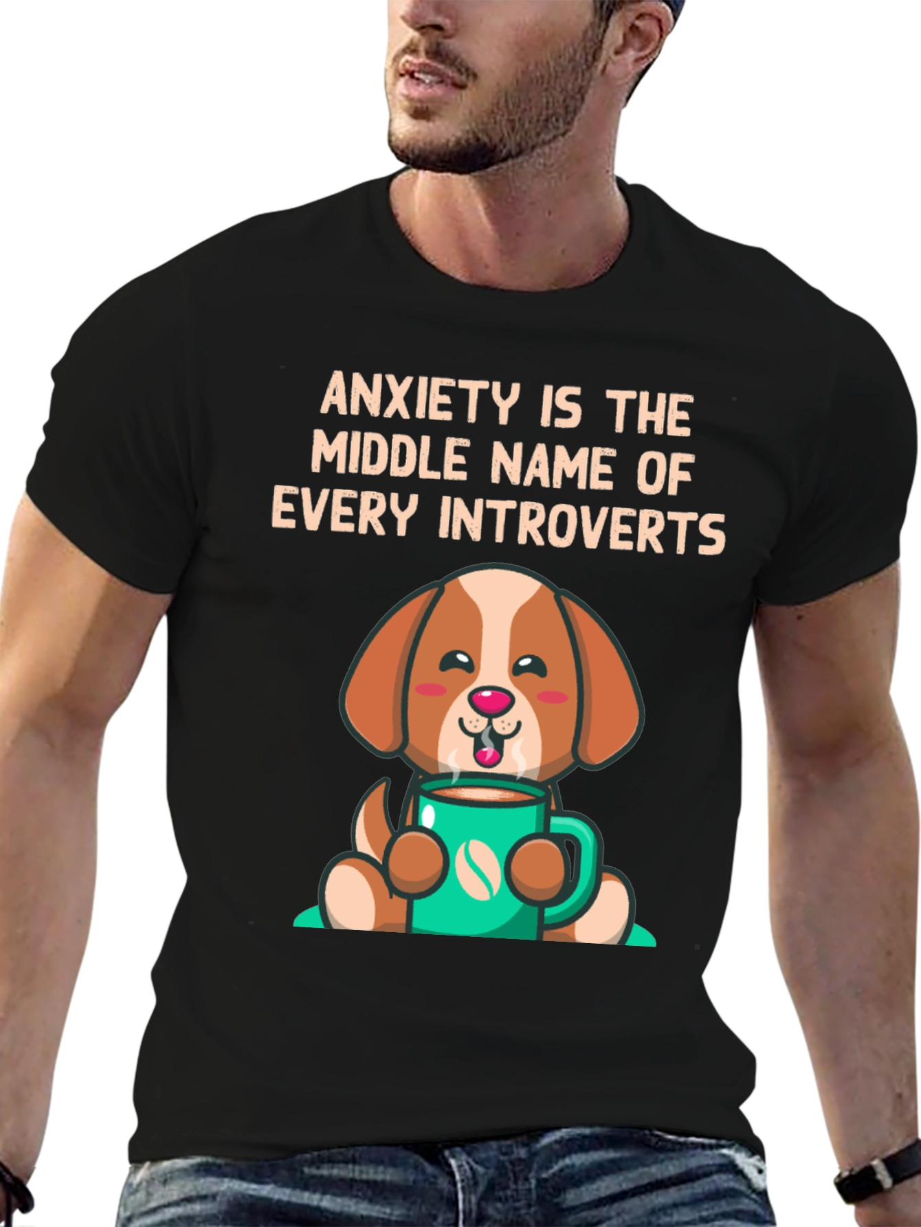 Anxiety Introvert Dog Graphic T-Shirt