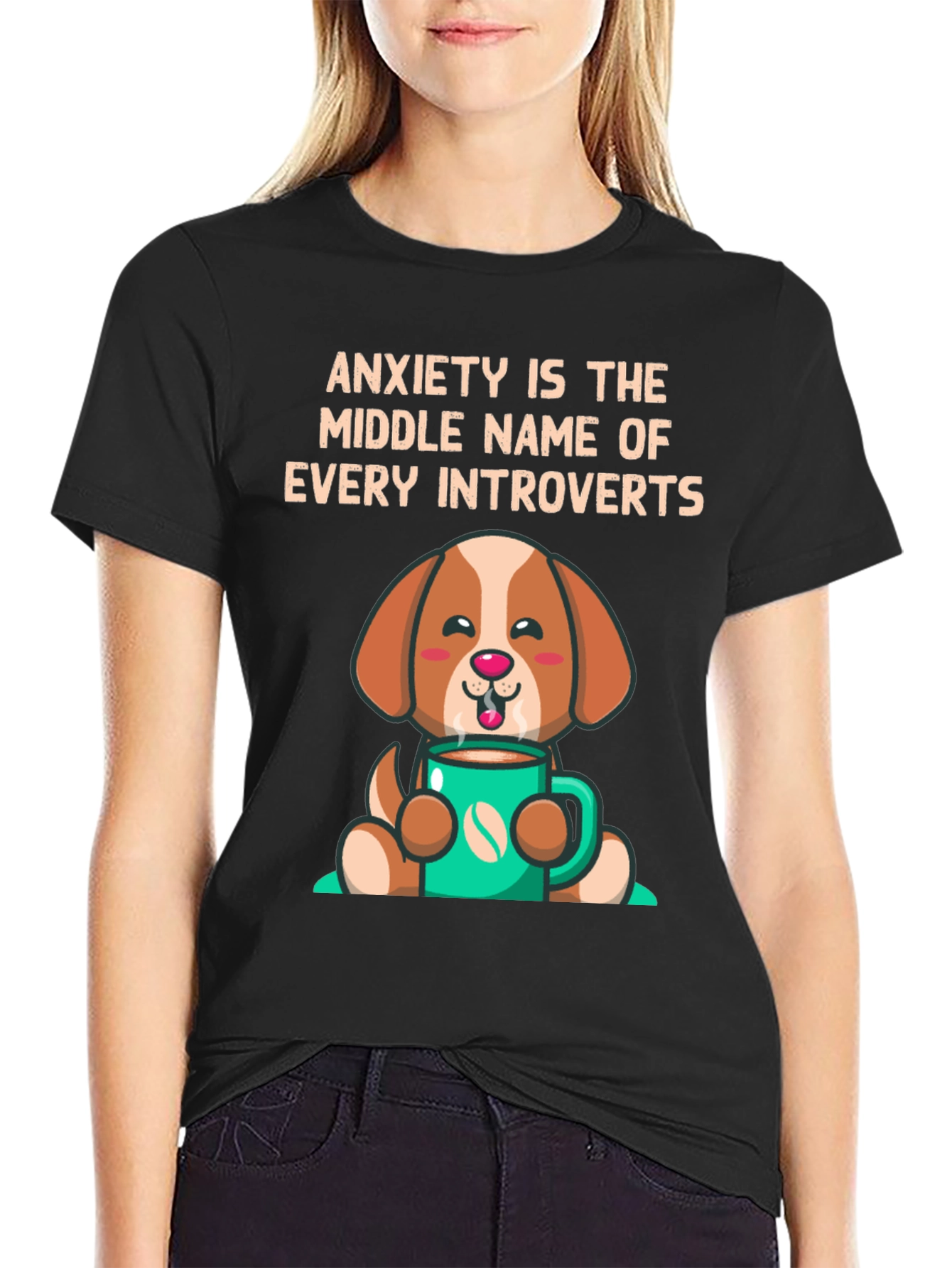 Anxiety Introvert Dog Graphic T-Shirt