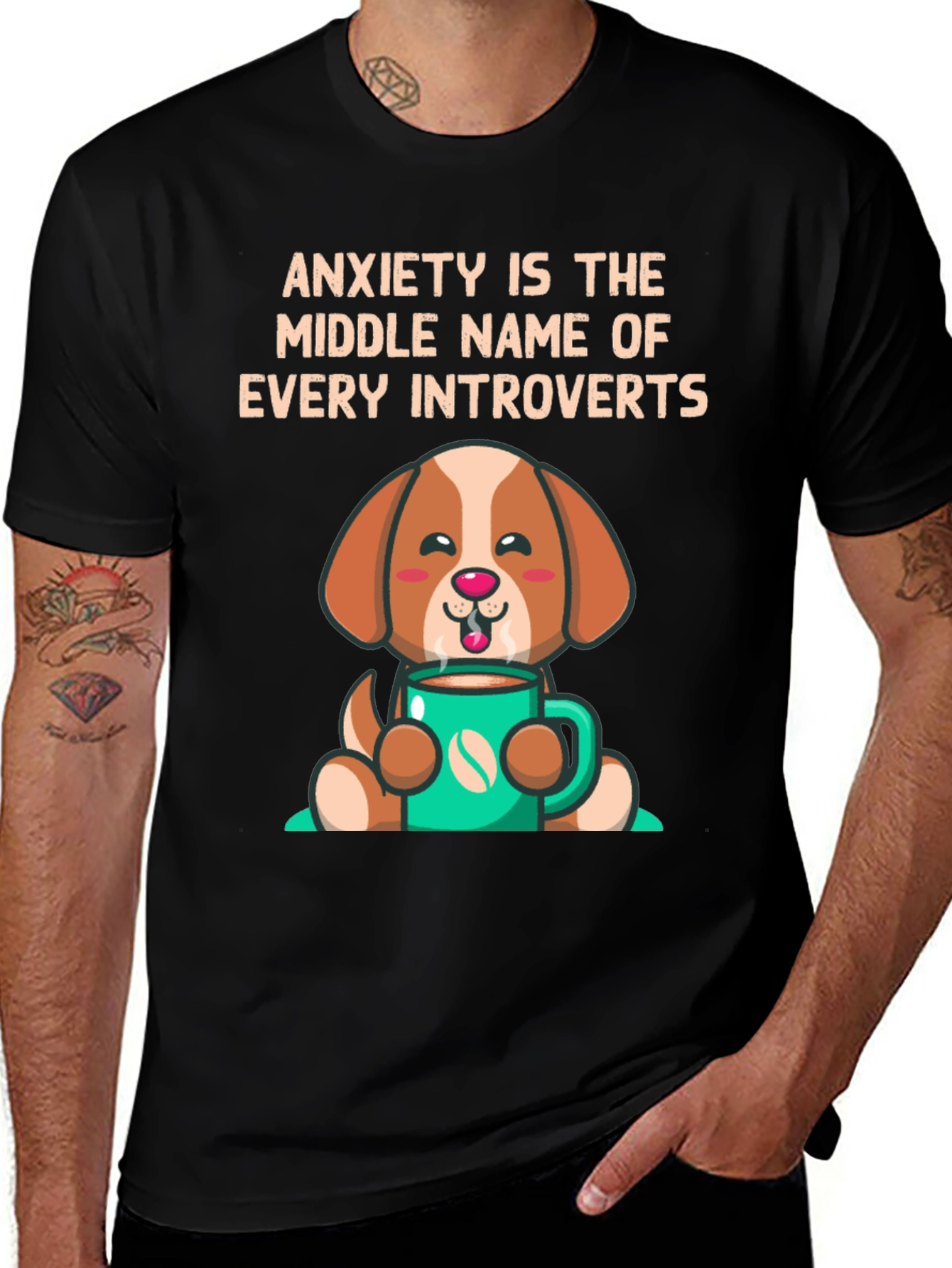 Anxiety Introvert Dog Graphic T-Shirt