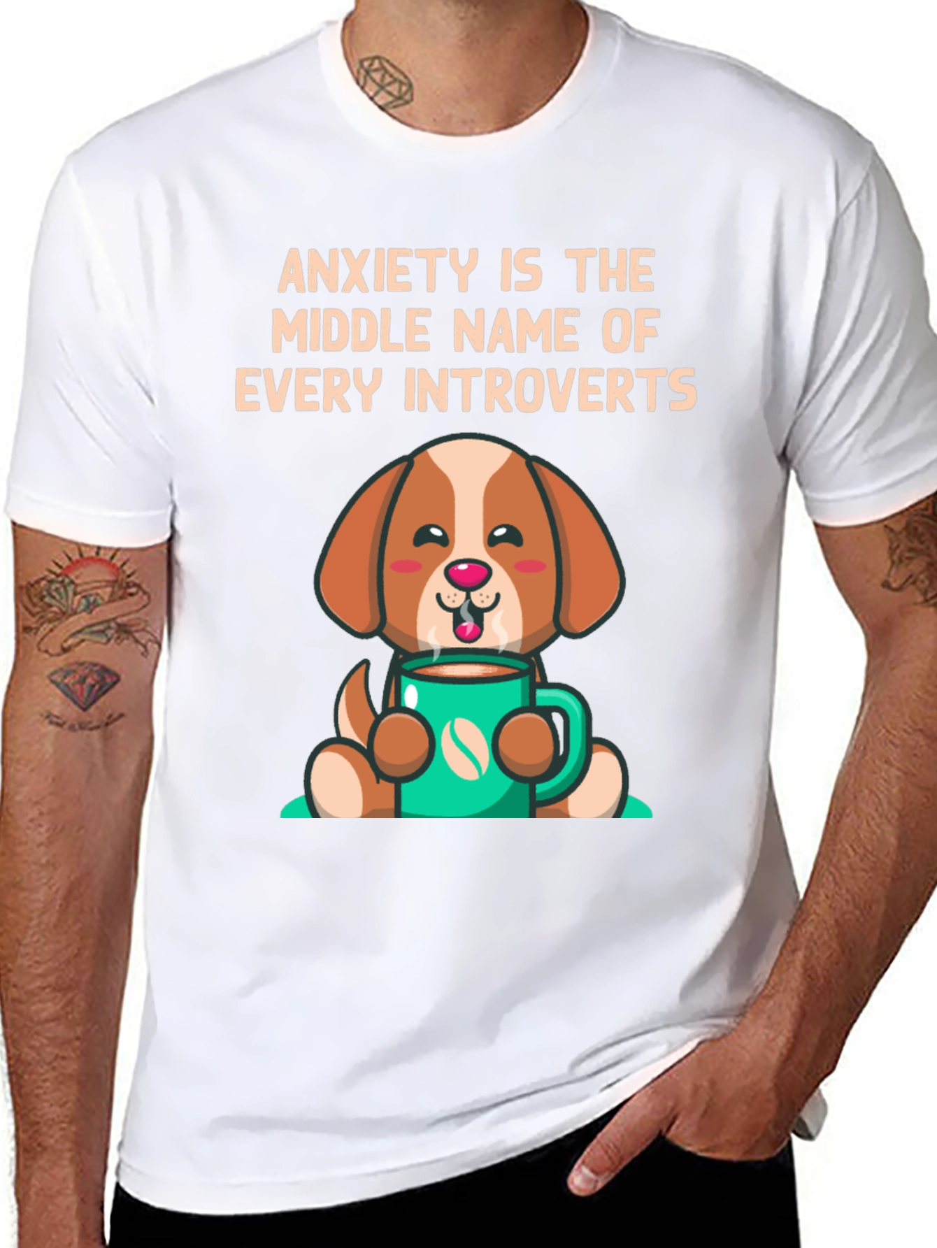 Anxiety Introvert Dog Graphic T-Shirt