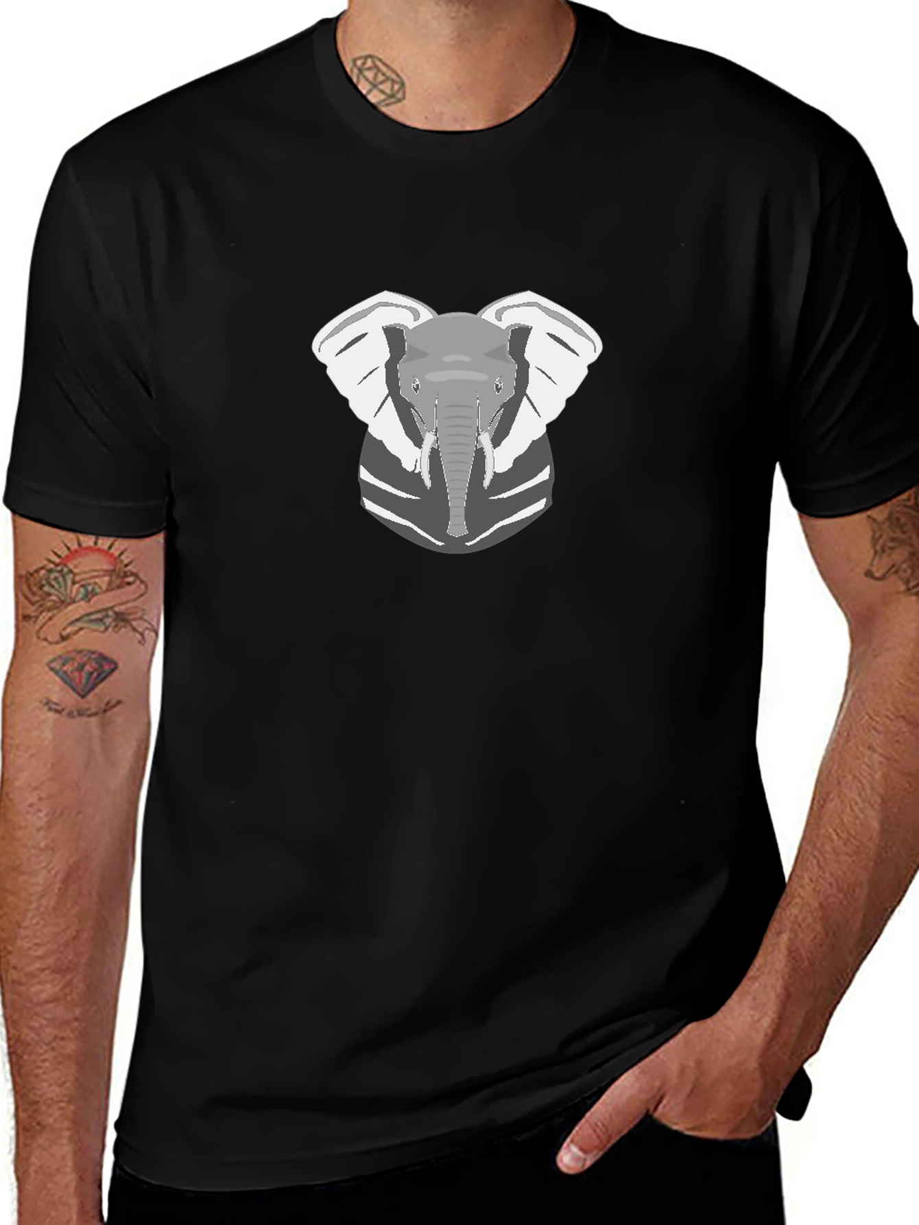 Elephant Graphic Tee - Black Cotton