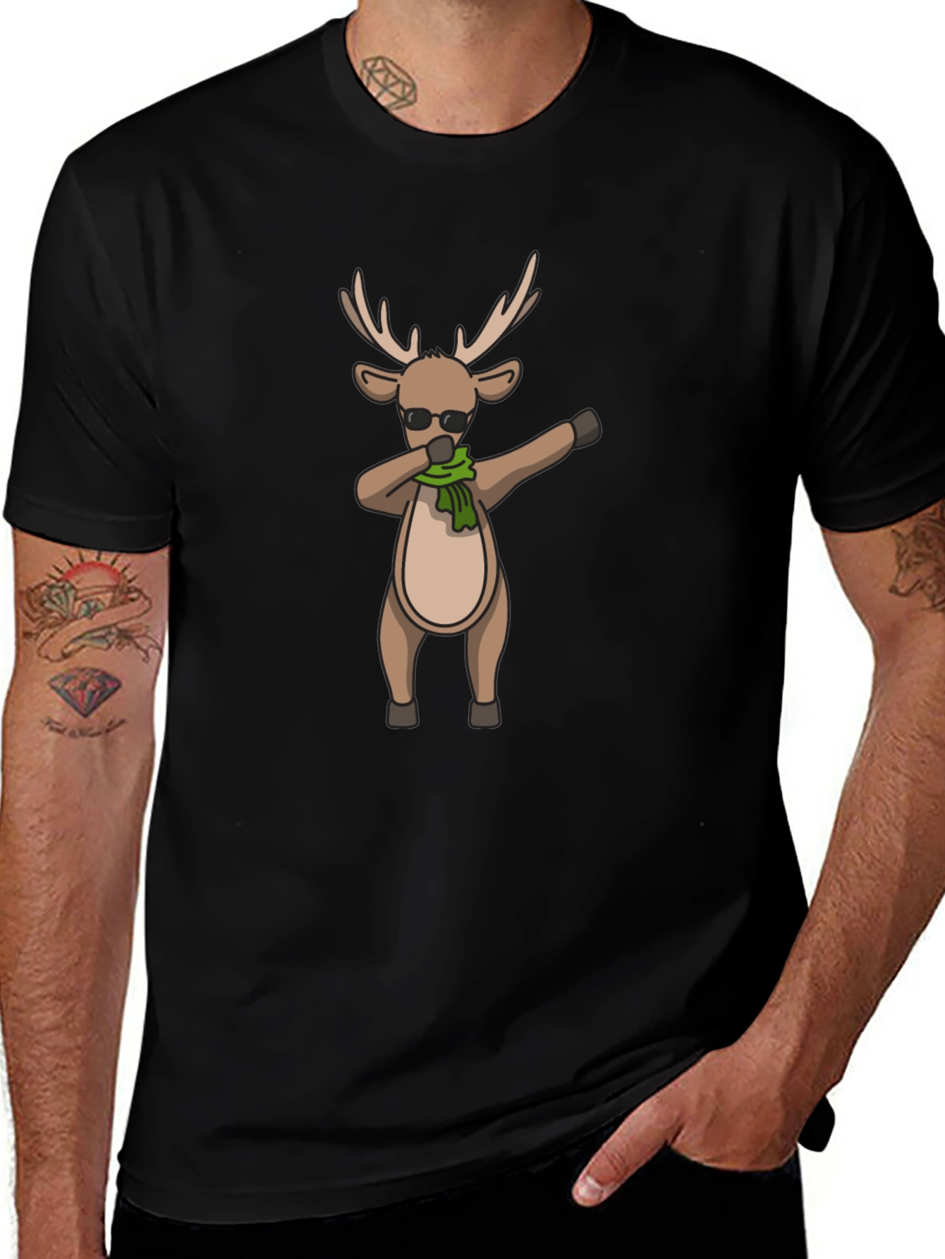Dabbing Reindeer Graphic Tee - Holiday Style