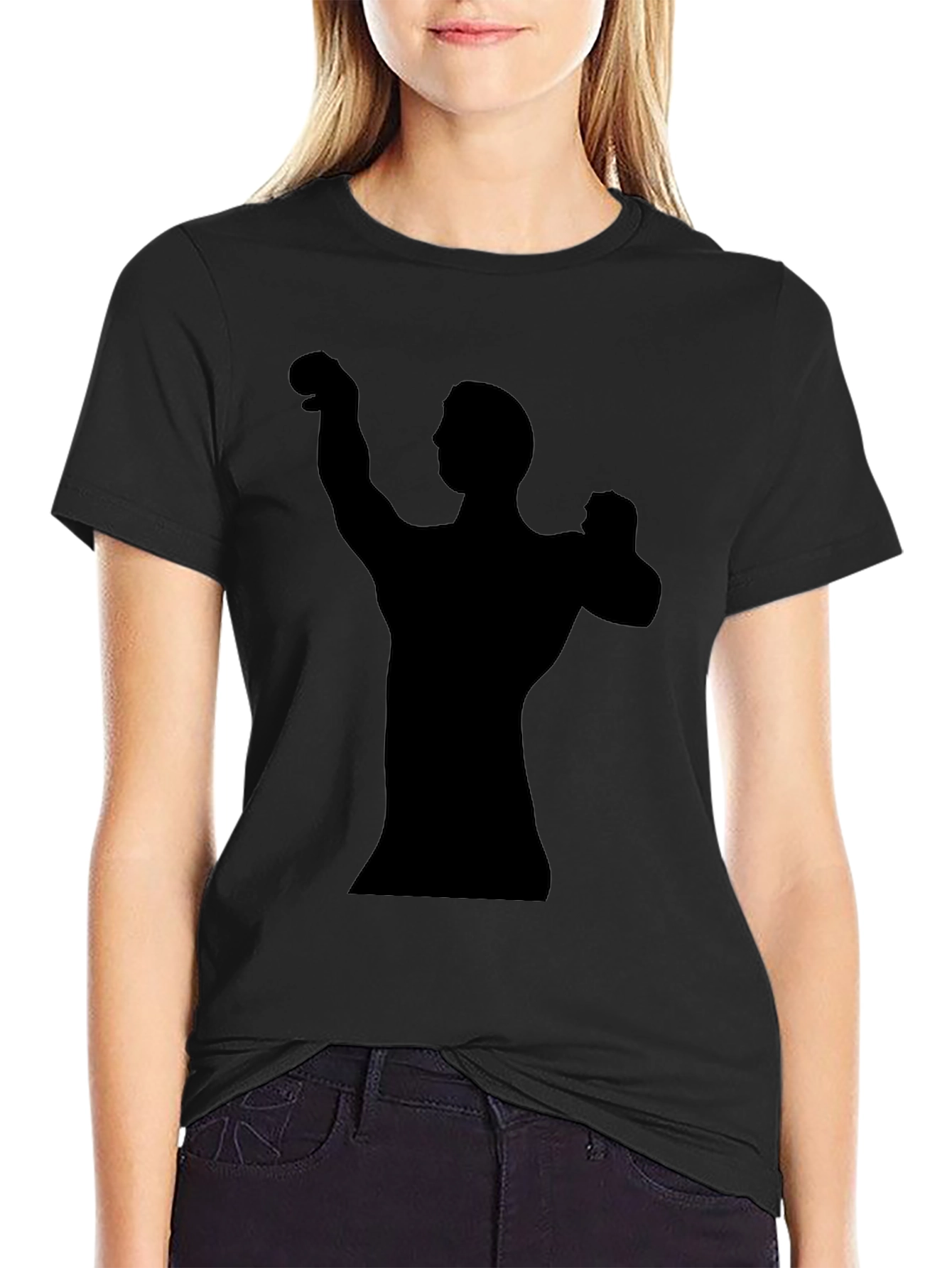 Mens Black Graphic T-Shirt - Bodybuilder Silhouette