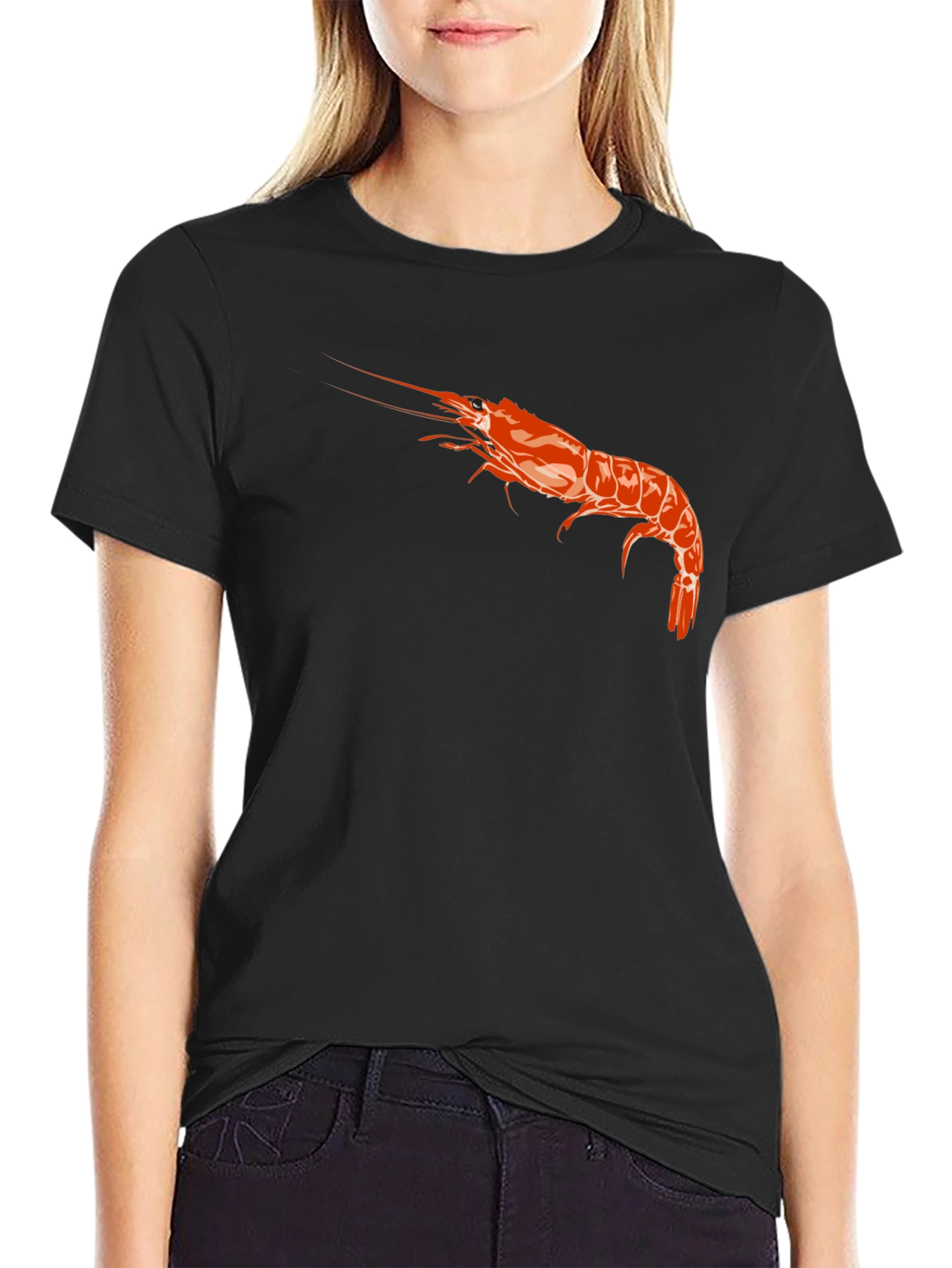 Shrimp Graphic Black T-Shirt