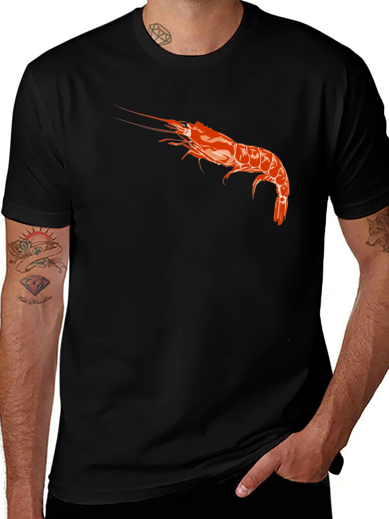 Shrimp Graphic Black T-Shirt