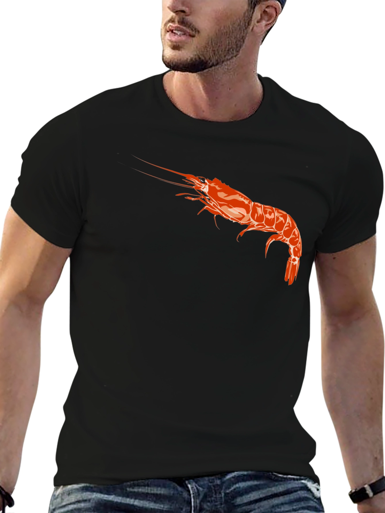 Shrimp Graphic Black T-Shirt