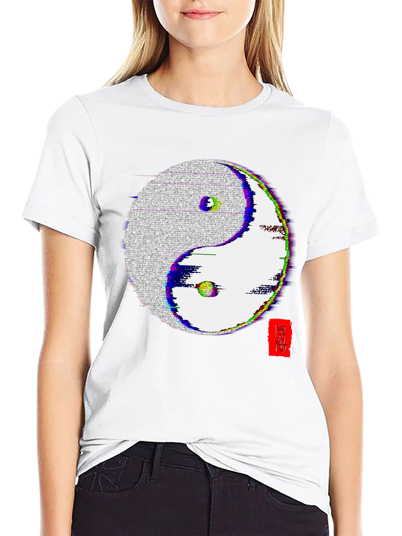 Yin Yang Glitch Black Tee
