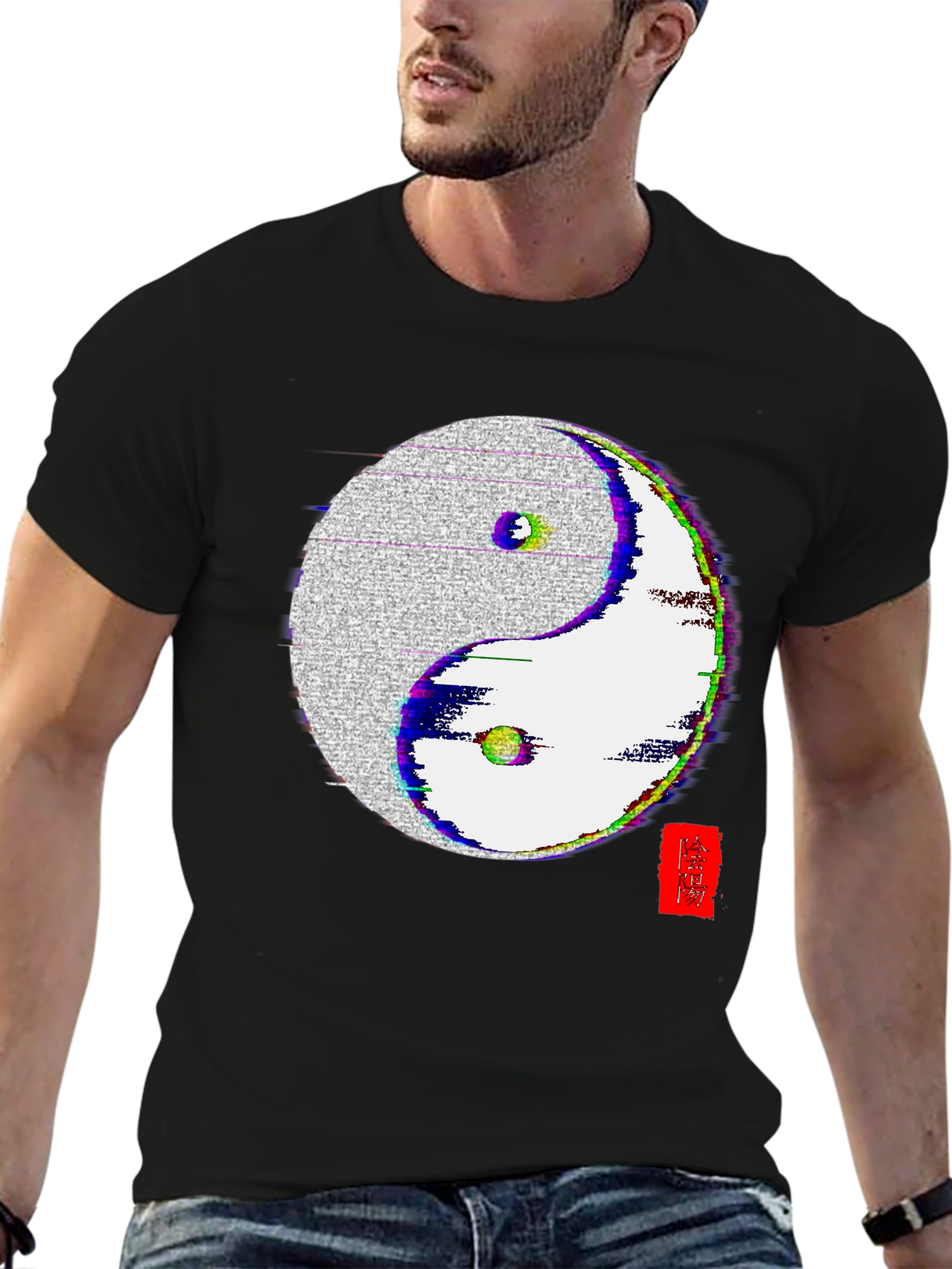 Yin Yang Glitch Black Tee