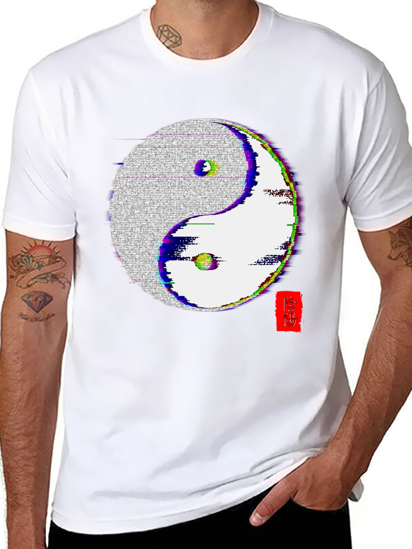 Yin Yang Glitch Black Tee