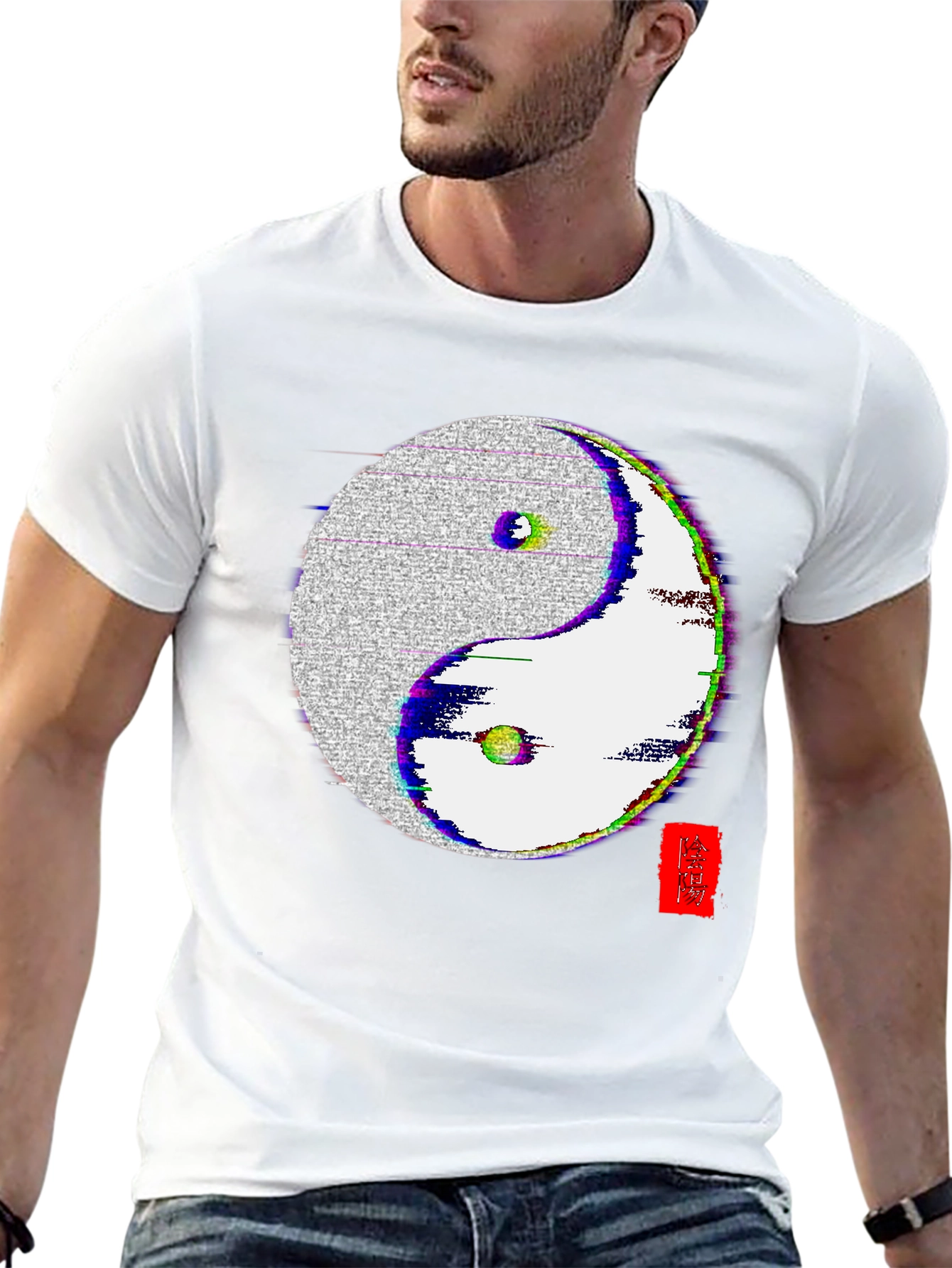 Yin Yang Glitch Black Tee