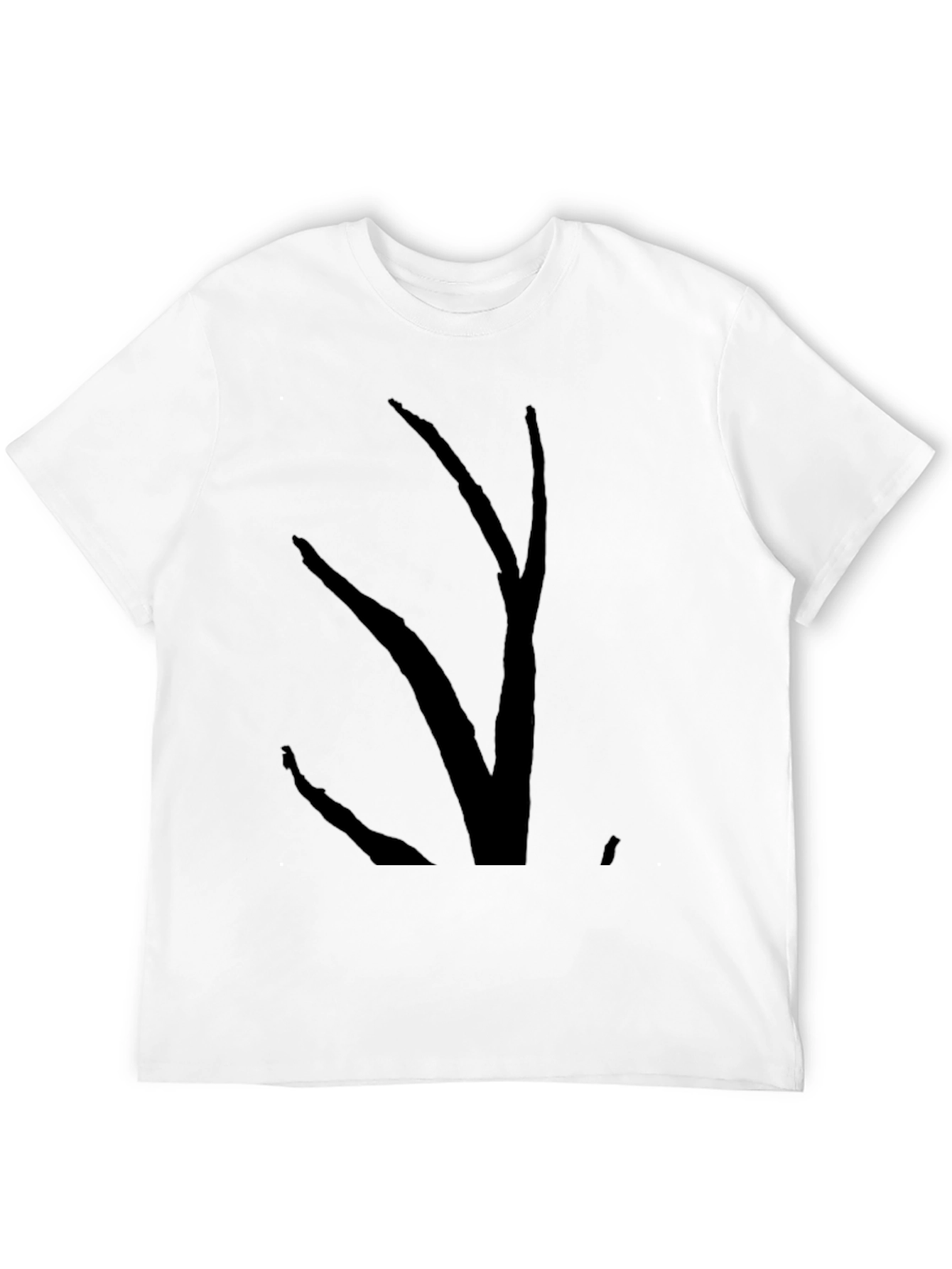 Mens Black T-Shirt with Abstract Branch Graphic