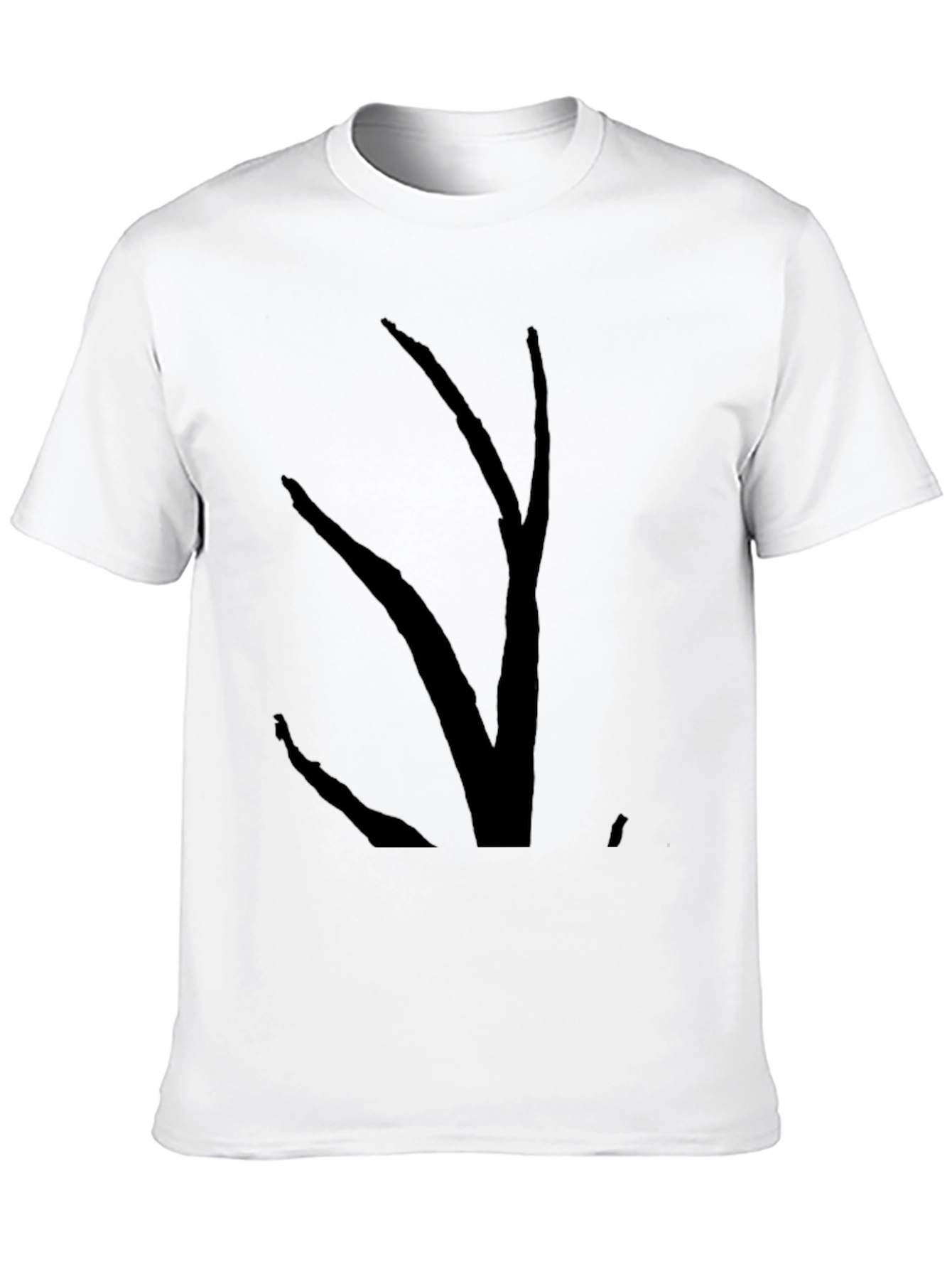 Mens Black T-Shirt with Abstract Branch Graphic