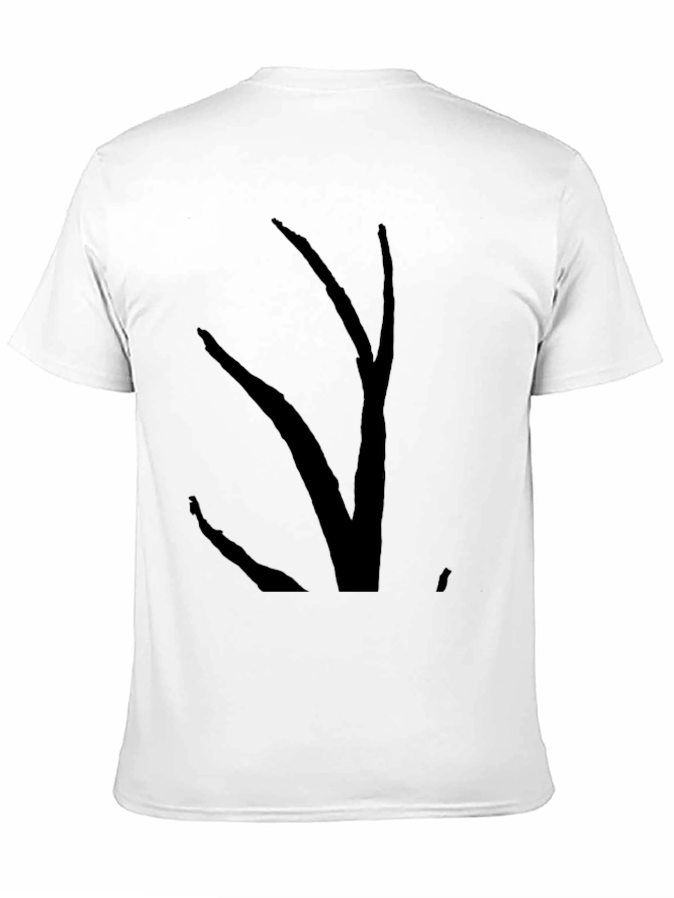 Mens Black T-Shirt with Abstract Branch Graphic