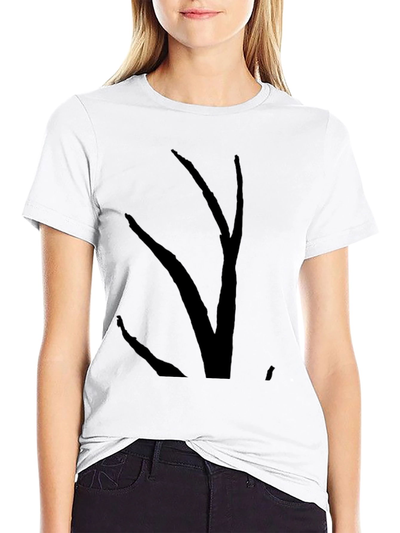 Mens Black T-Shirt with Abstract Branch Graphic