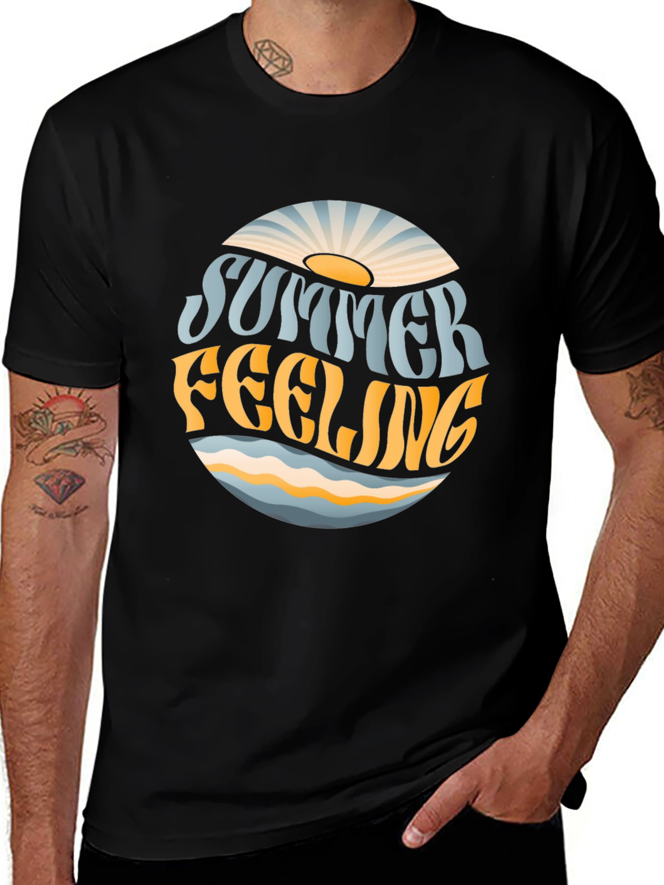 Summer Feeling Graphic T-Shirt - Trendy Tee