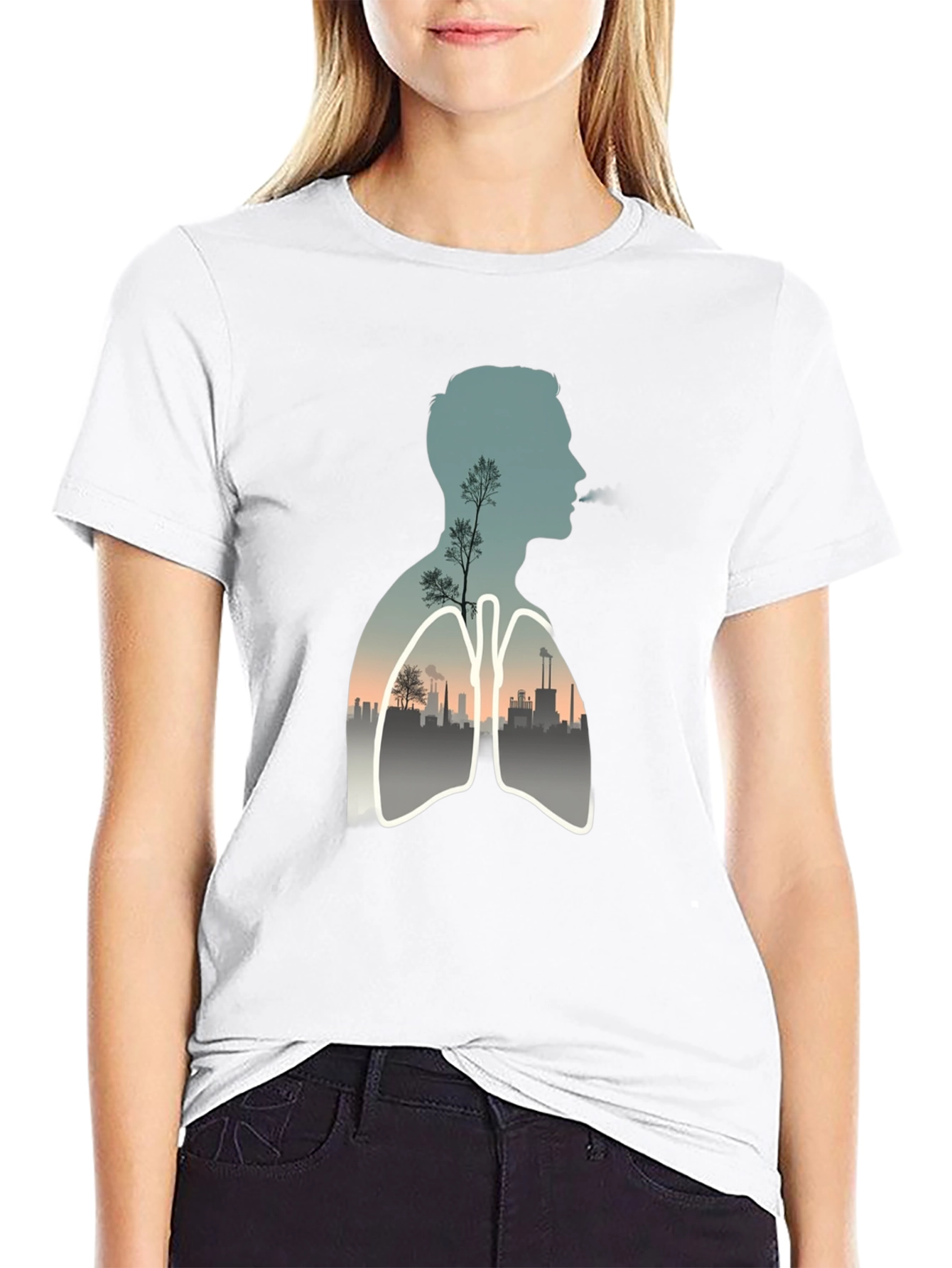 Lungs Nature Graphic Tee - Black Cotton Blend Shirt