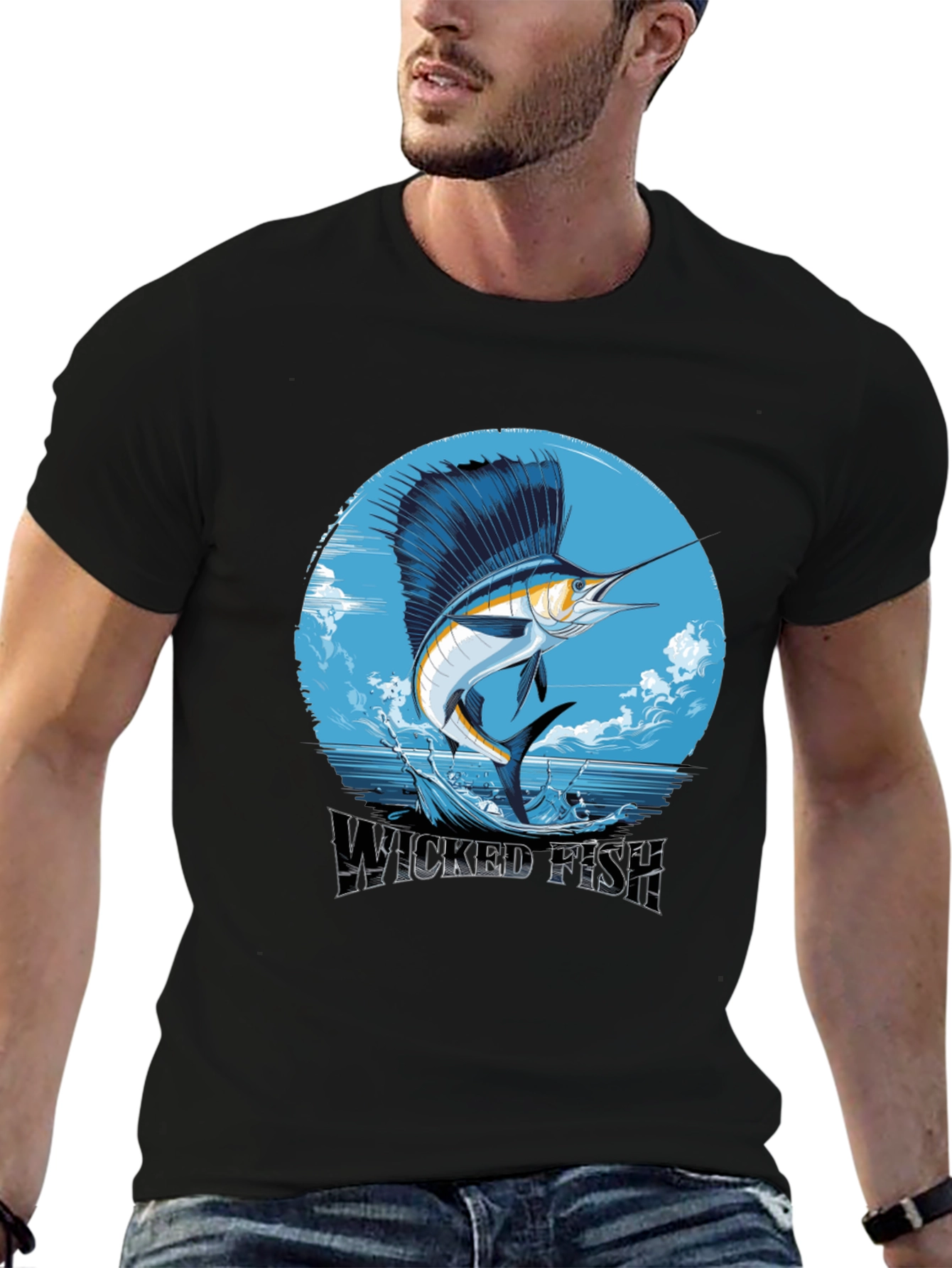 Wicked Fish Graphic Tee - Stylish Mens Black T-Shirt