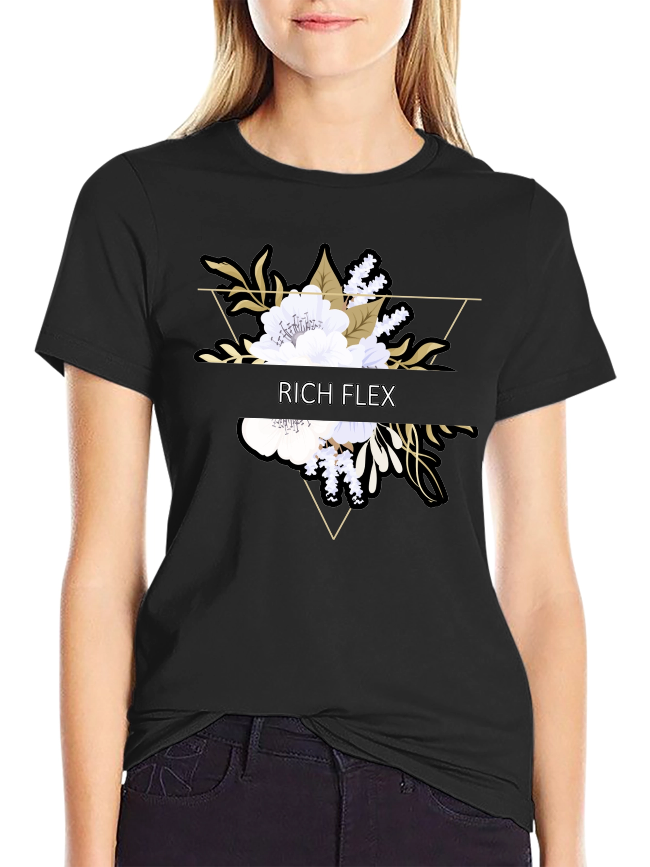 Rich Flex Floral Graphic Black T-Shirt