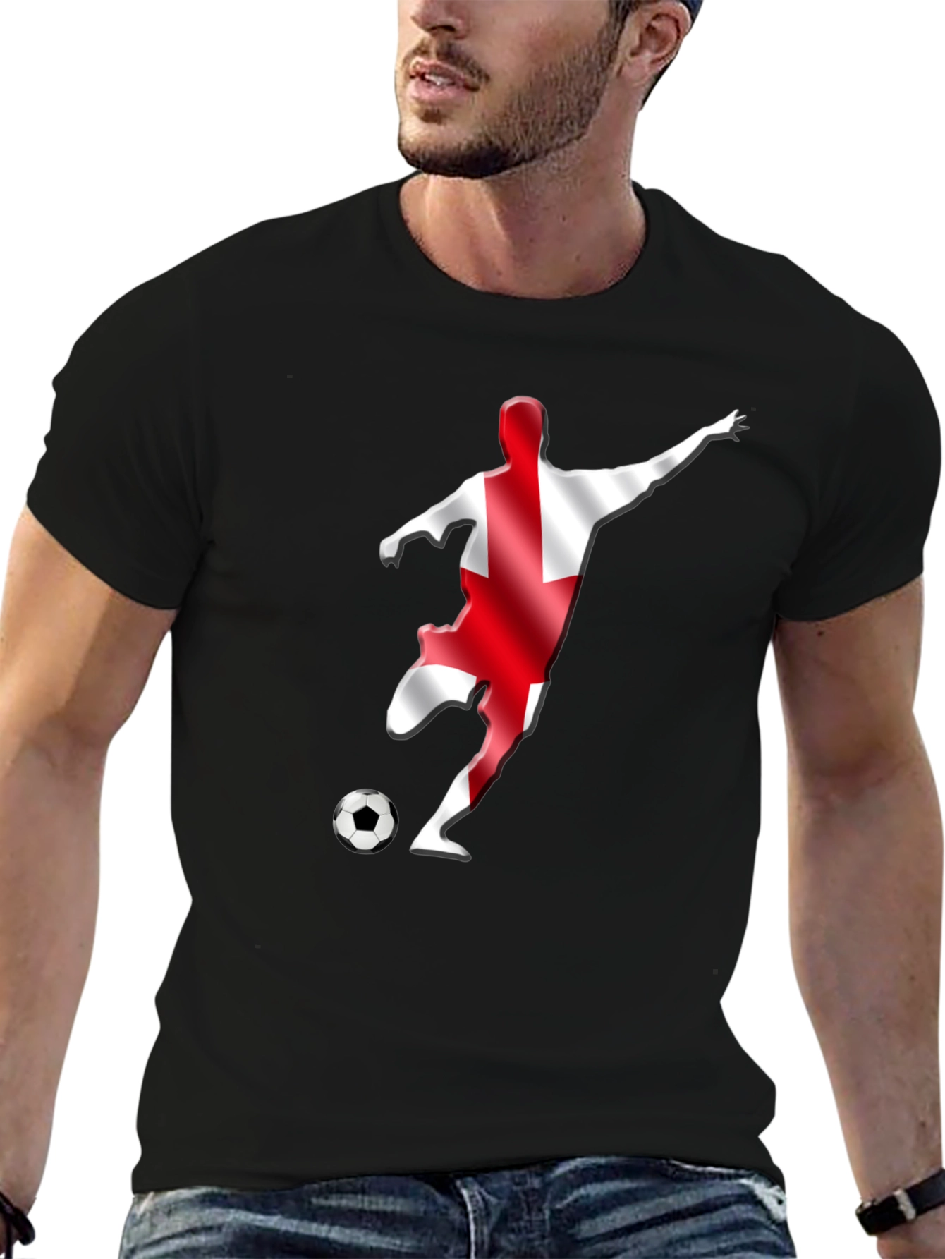 England Soccer Fan T-Shirt - Black Graphic Tee