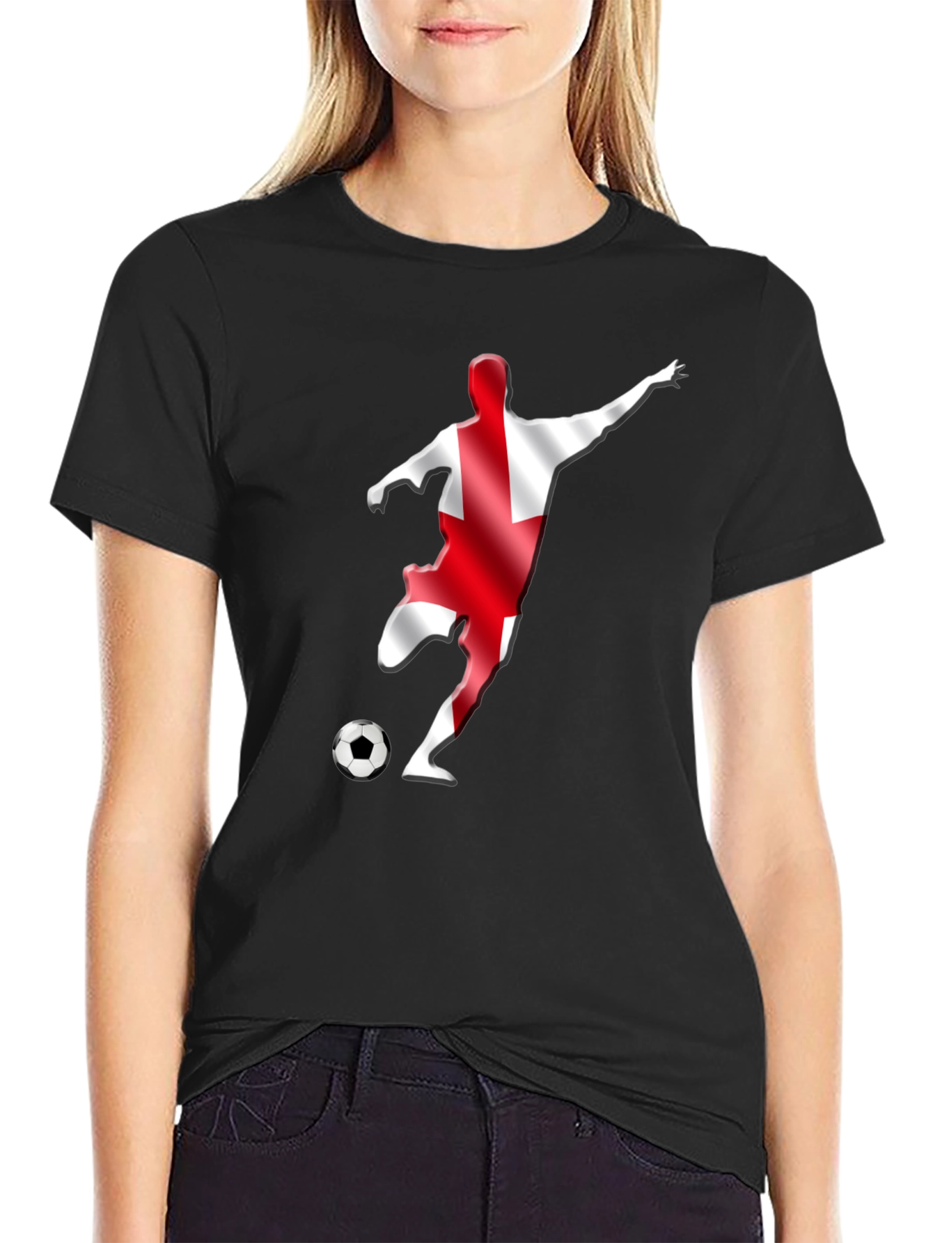 England Soccer Fan T-Shirt - Black Graphic Tee