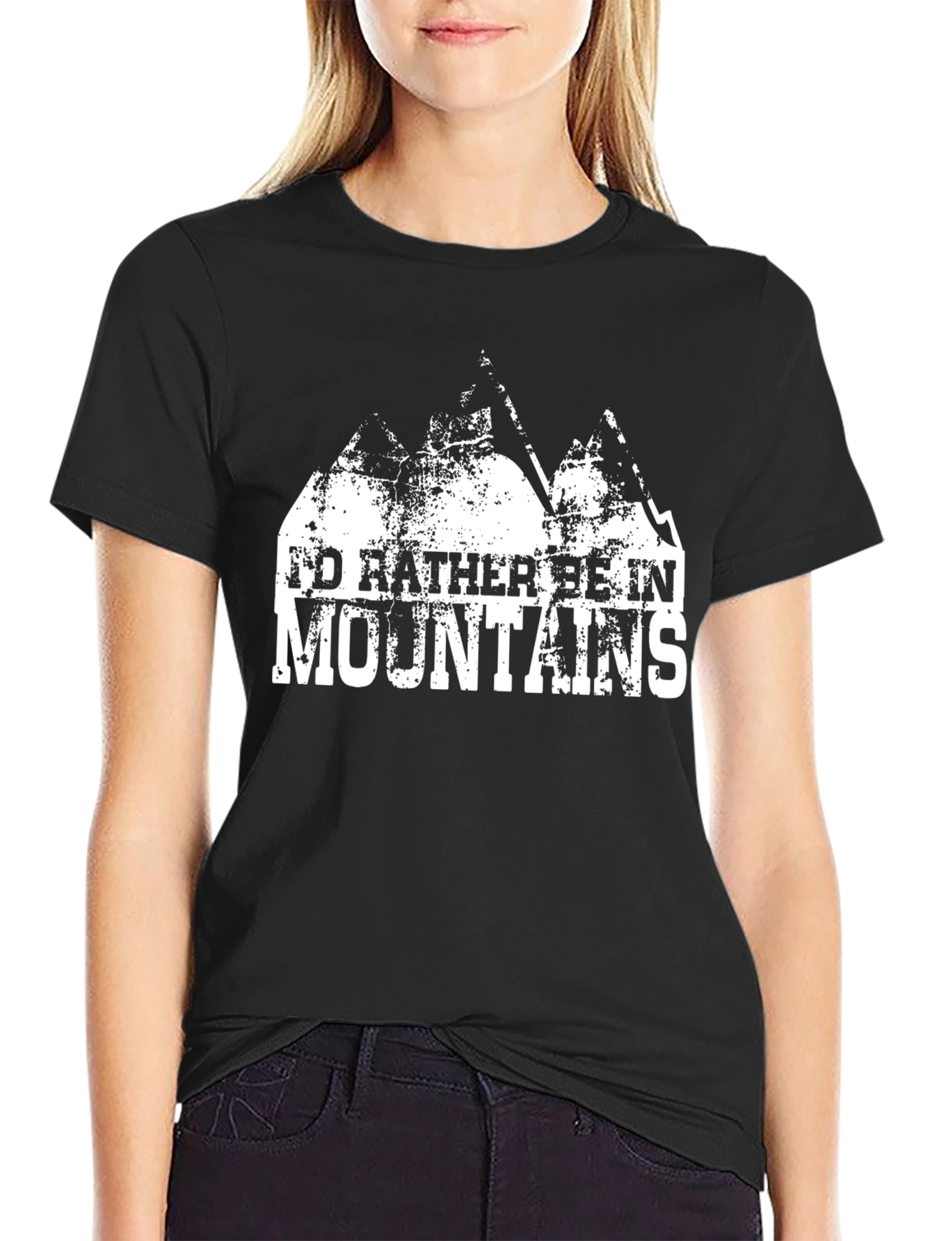 Id Rather Be In Mountains Black T-Shirt