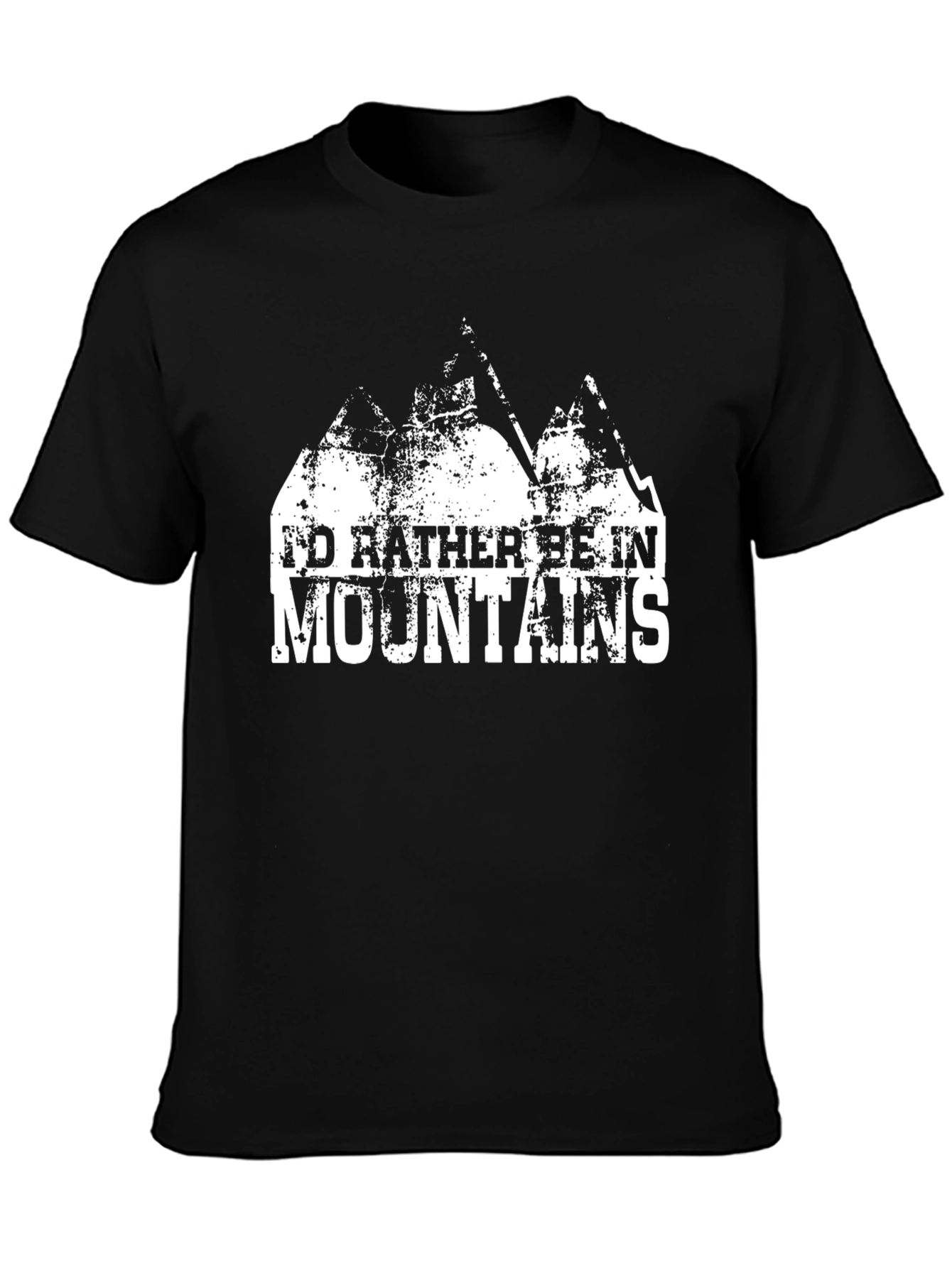 Id Rather Be In Mountains Black T-Shirt