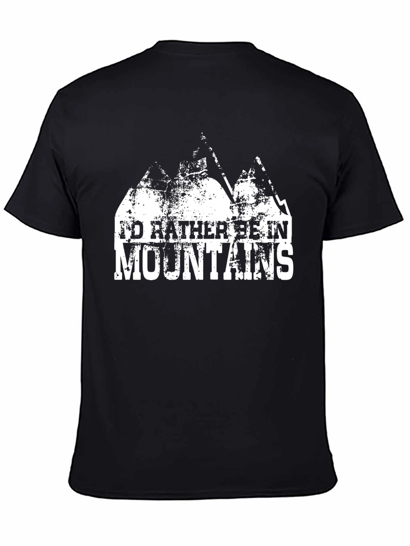 Id Rather Be In Mountains Black T-Shirt