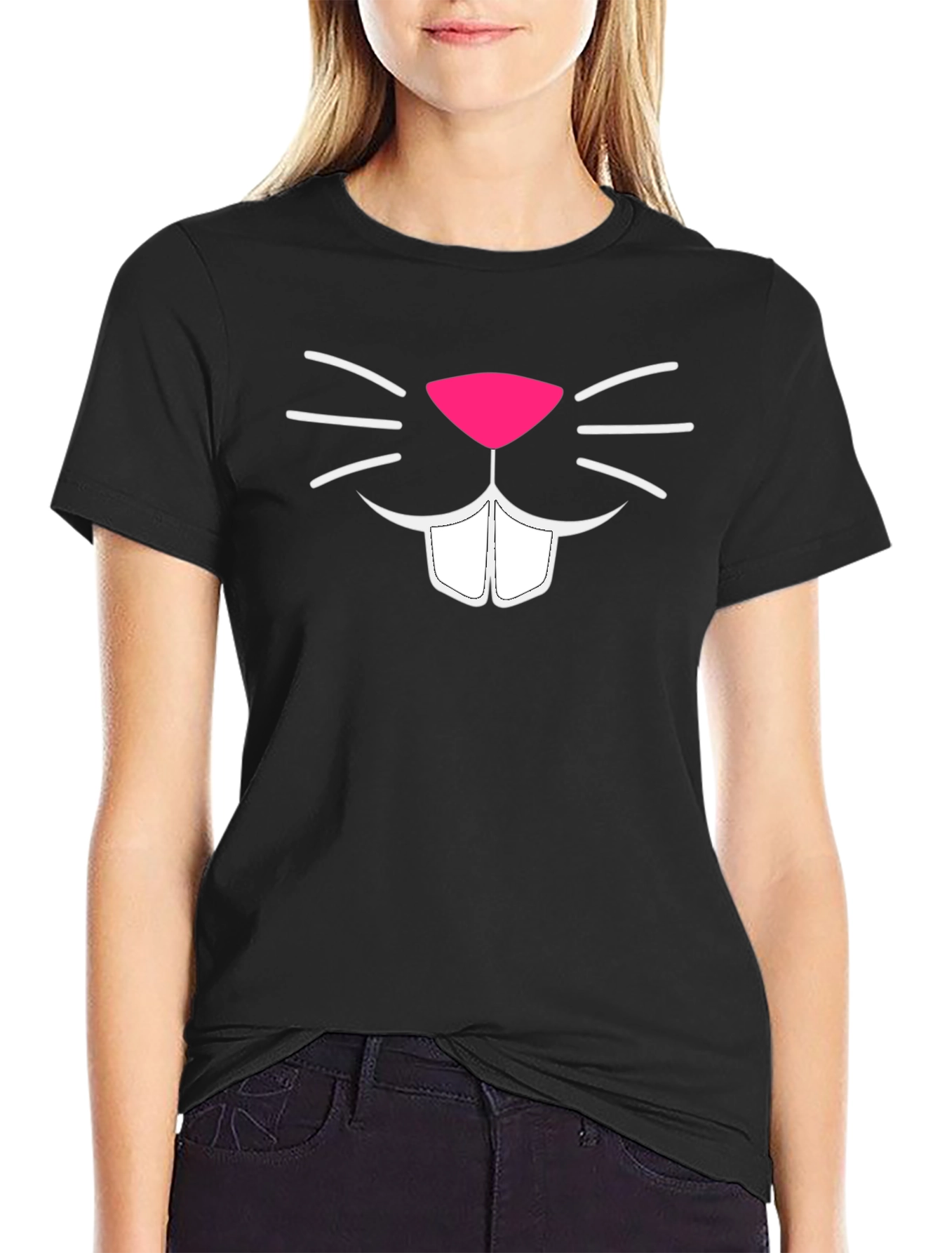 Funny Bunny Face Graphic T-Shirt