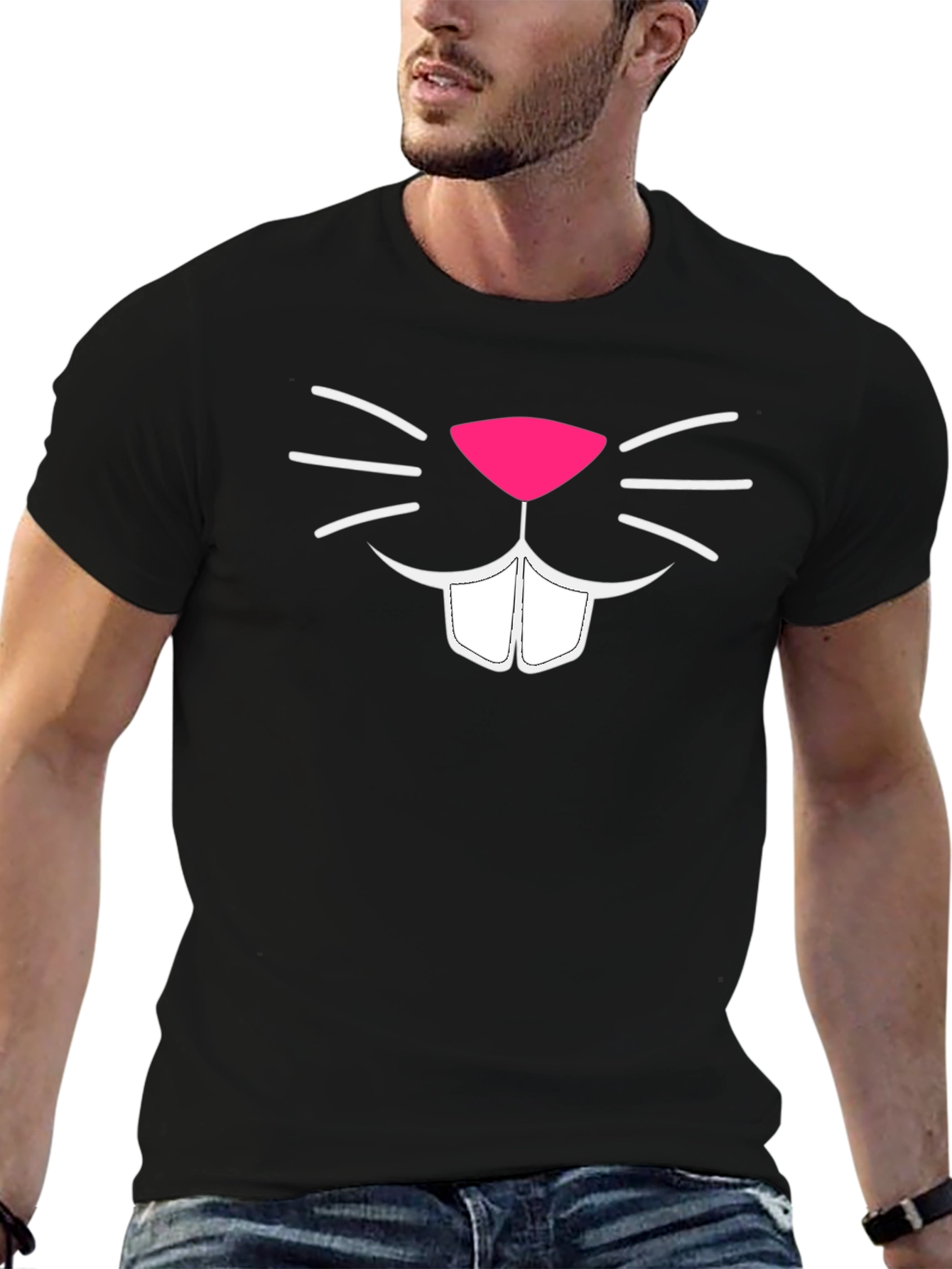 Funny Bunny Face Graphic T-Shirt