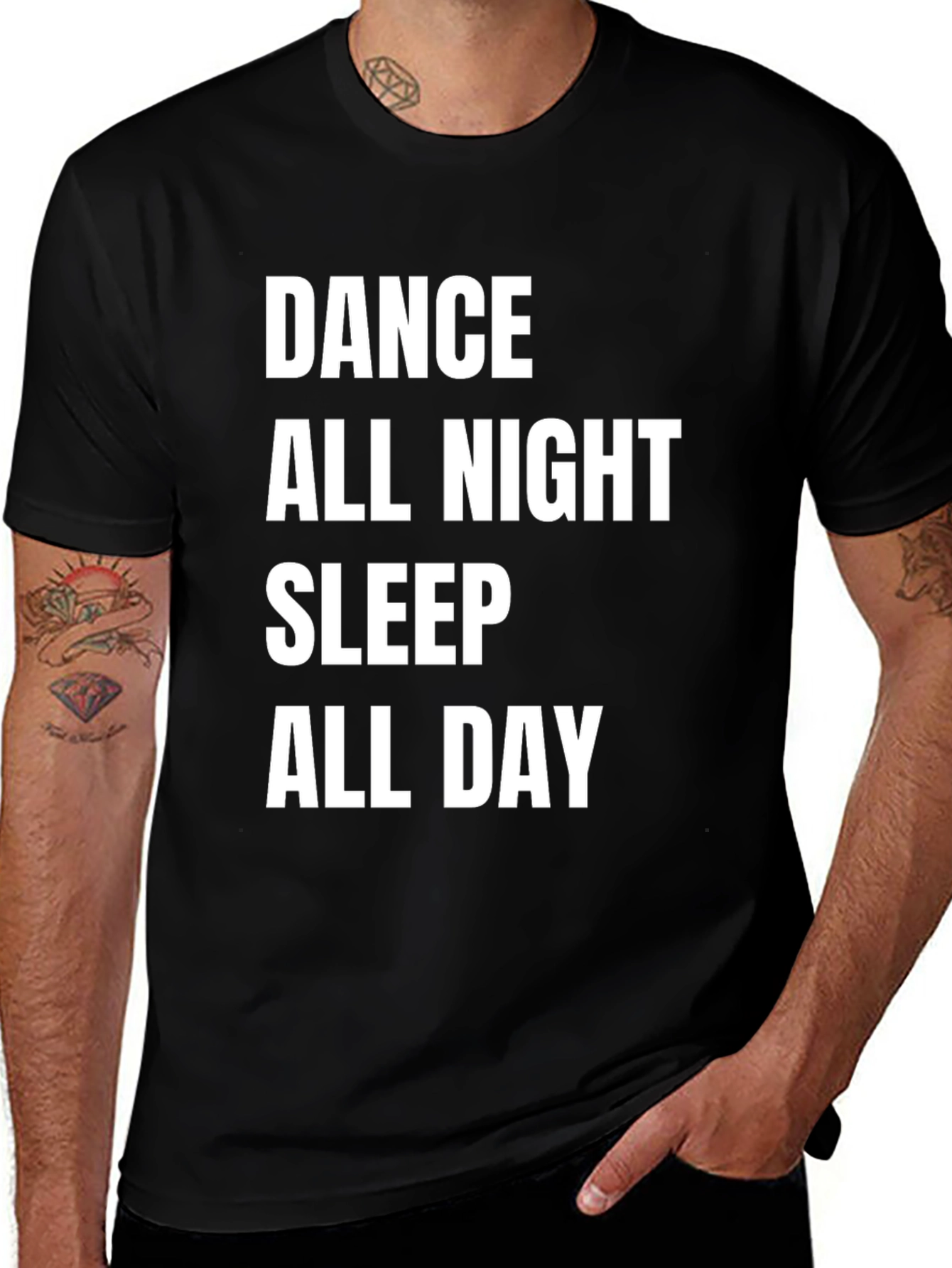 Dance All Night Graphic Tee -  Black Cotton T-Shirt