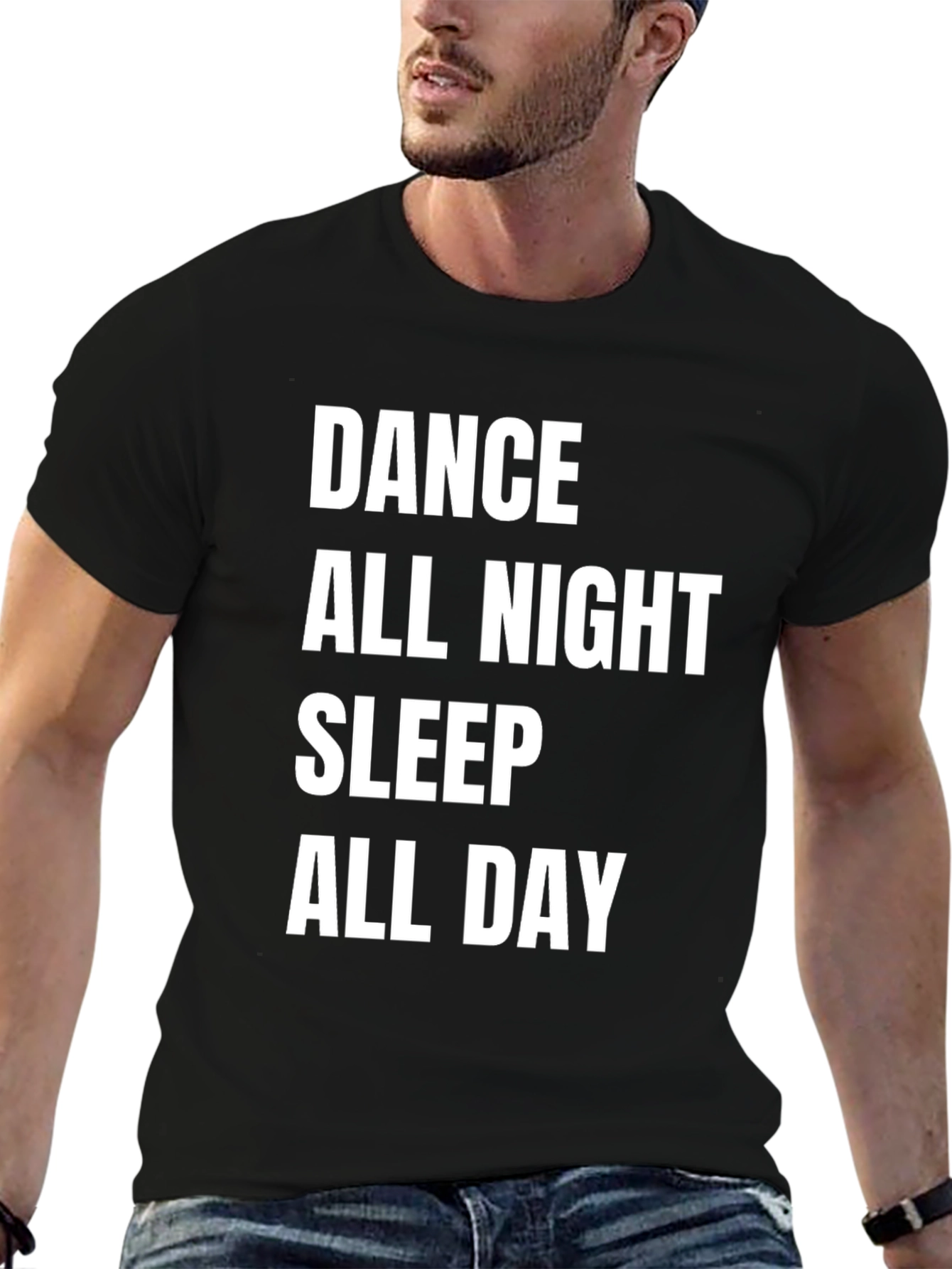 Dance All Night Graphic Tee -  Black Cotton T-Shirt