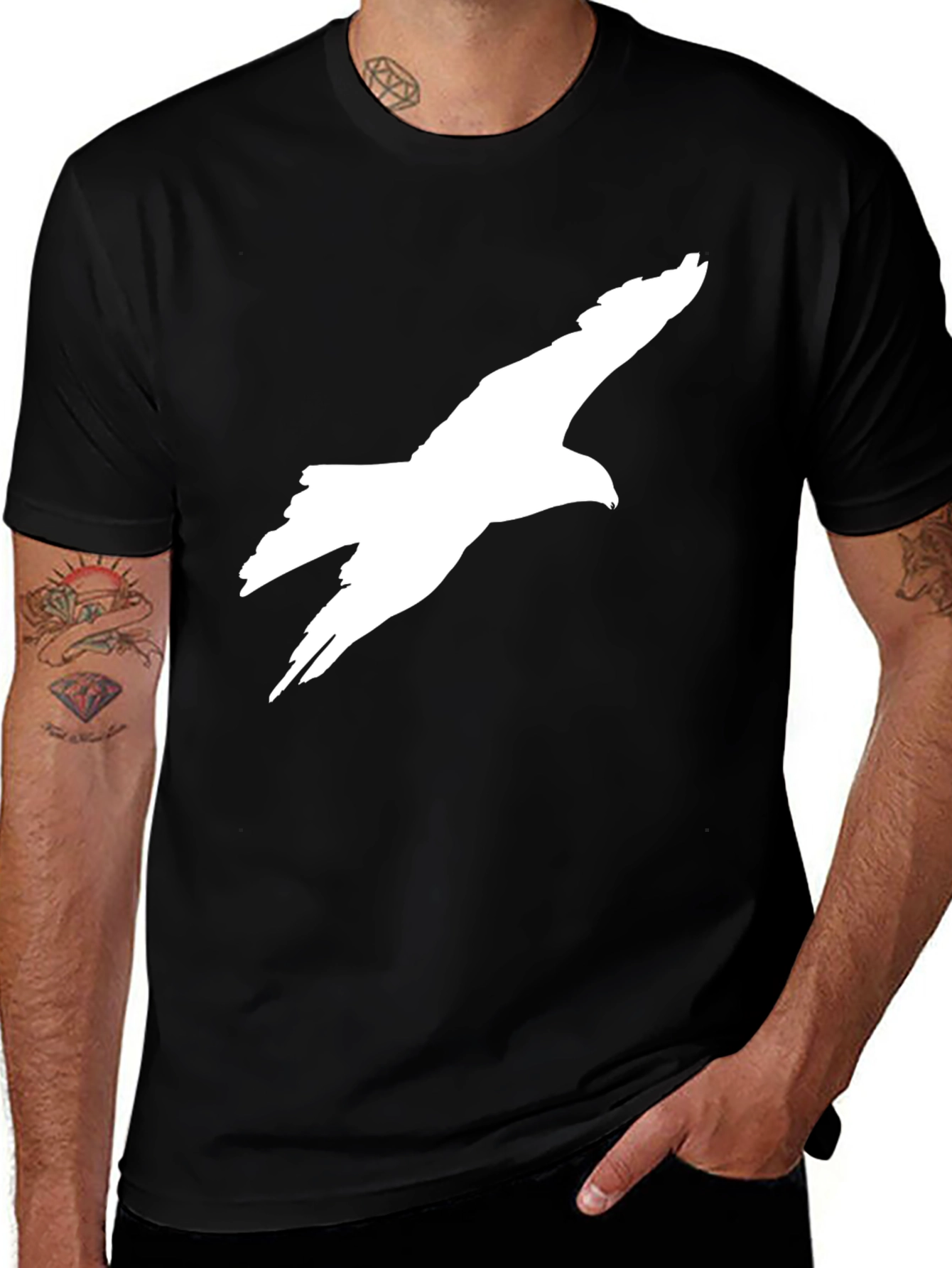 Black T-Shirt with Eagle Graphic