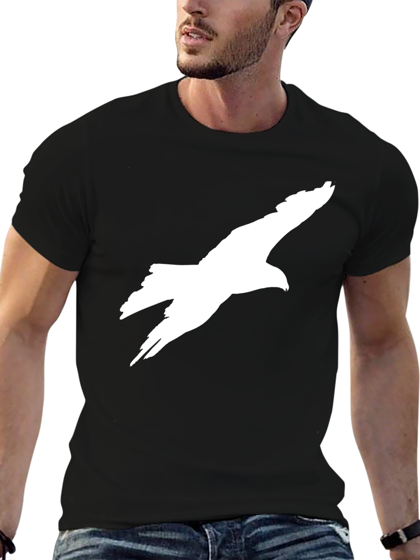 Black T-Shirt with Eagle Graphic
