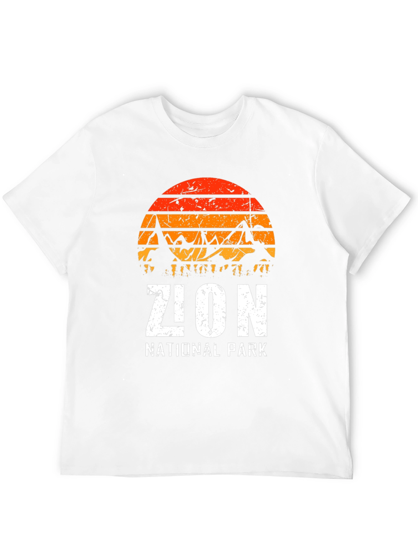 Zion National Park Graphic Tee - Retro Mountain Sunset