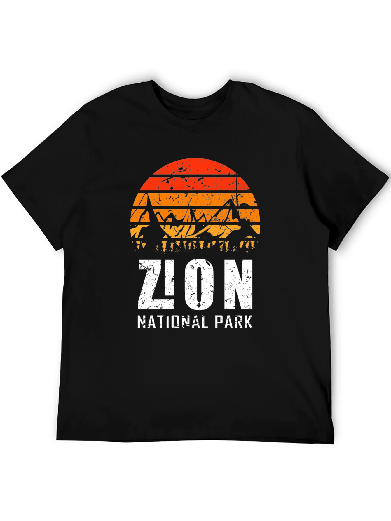 Zion National Park Graphic Tee - Retro Mountain Sunset