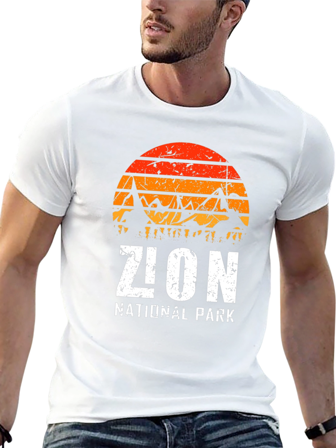 Zion National Park Graphic Tee - Retro Mountain Sunset