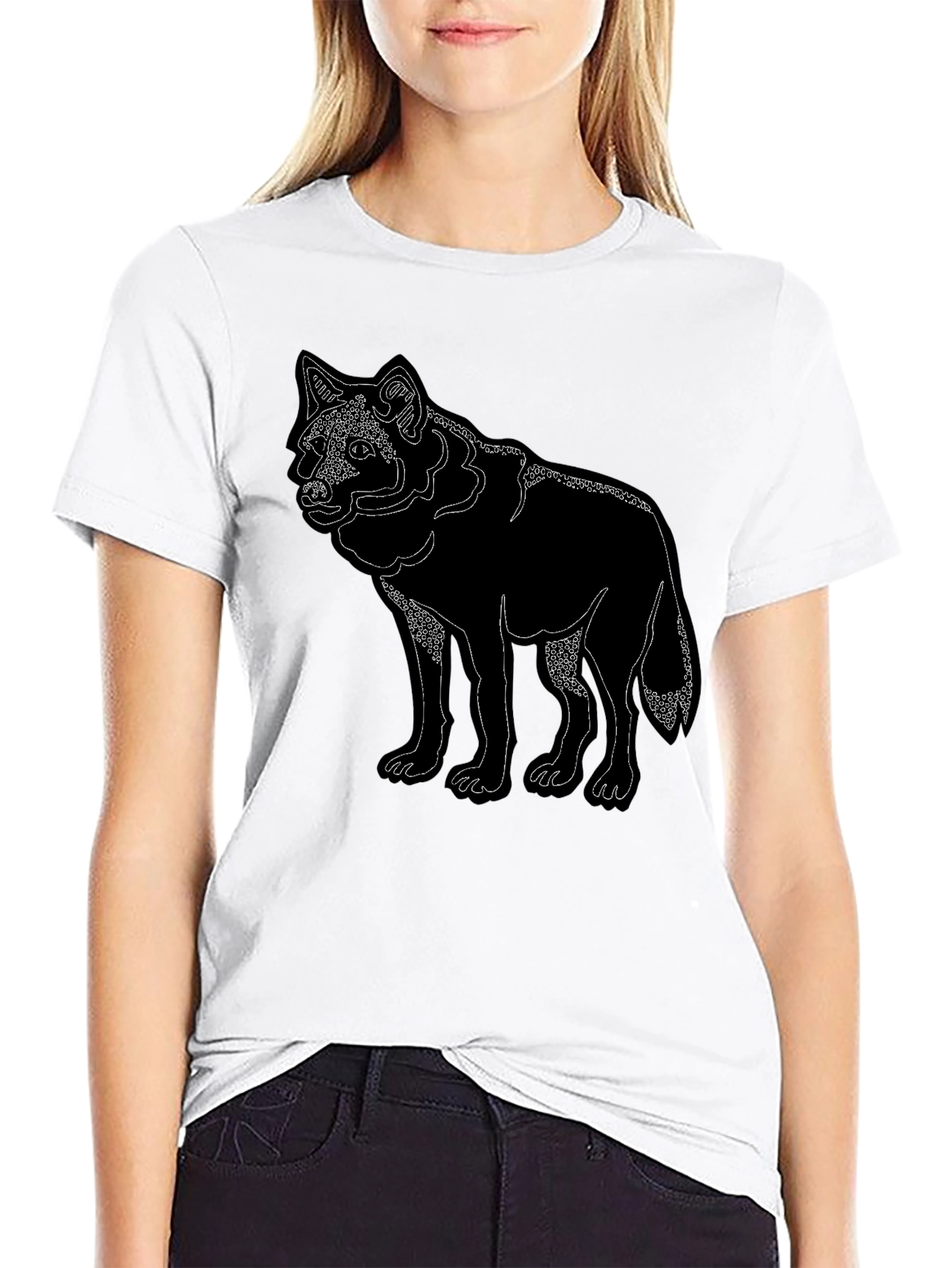 Mens Black Wolf Graphic Tee