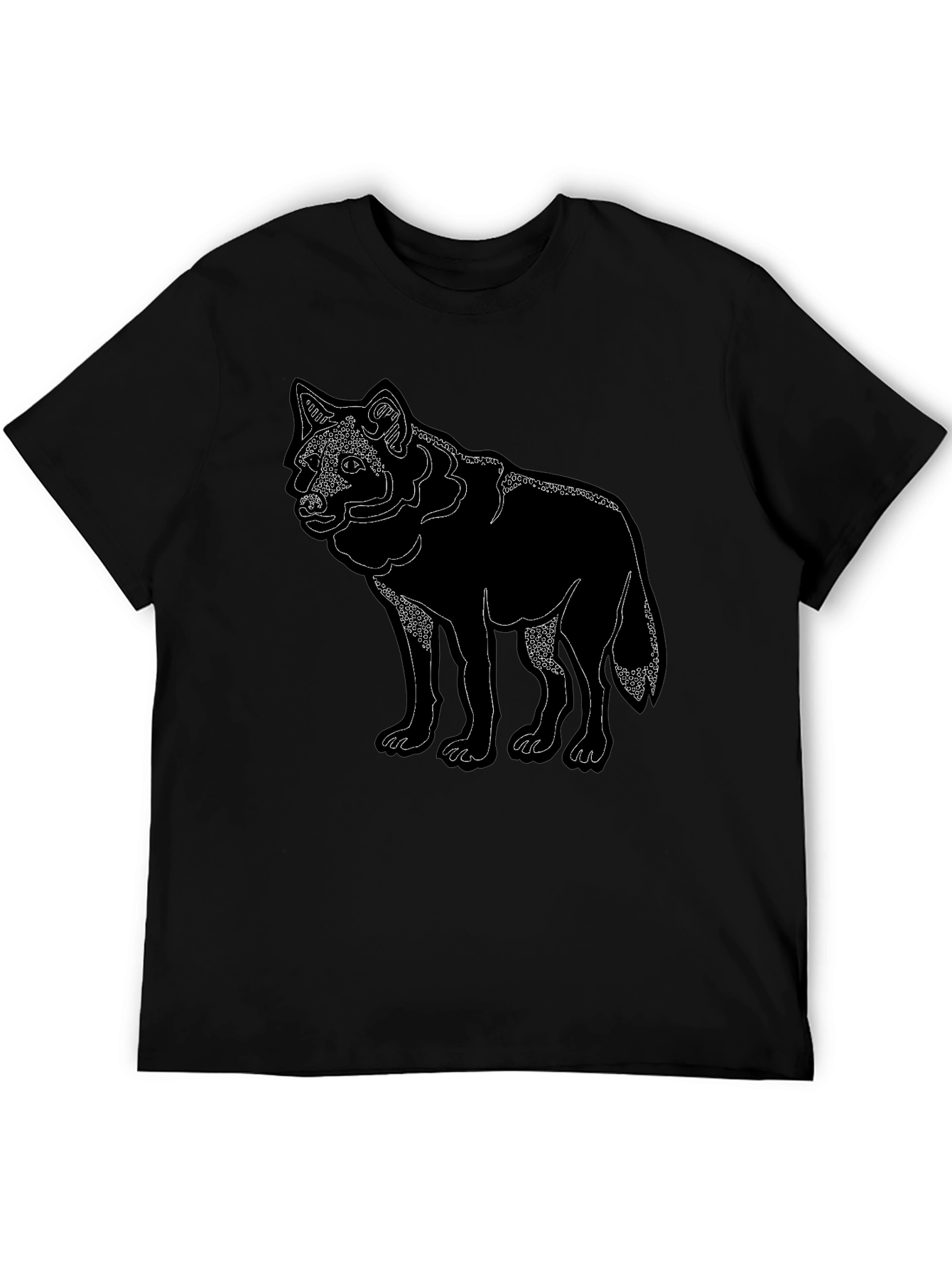 Mens Black Wolf Graphic Tee